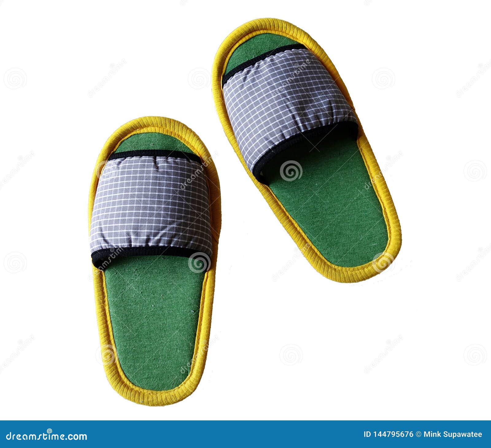 A Green Indoor Slipper on White Background. Stock Photo - Image of ...