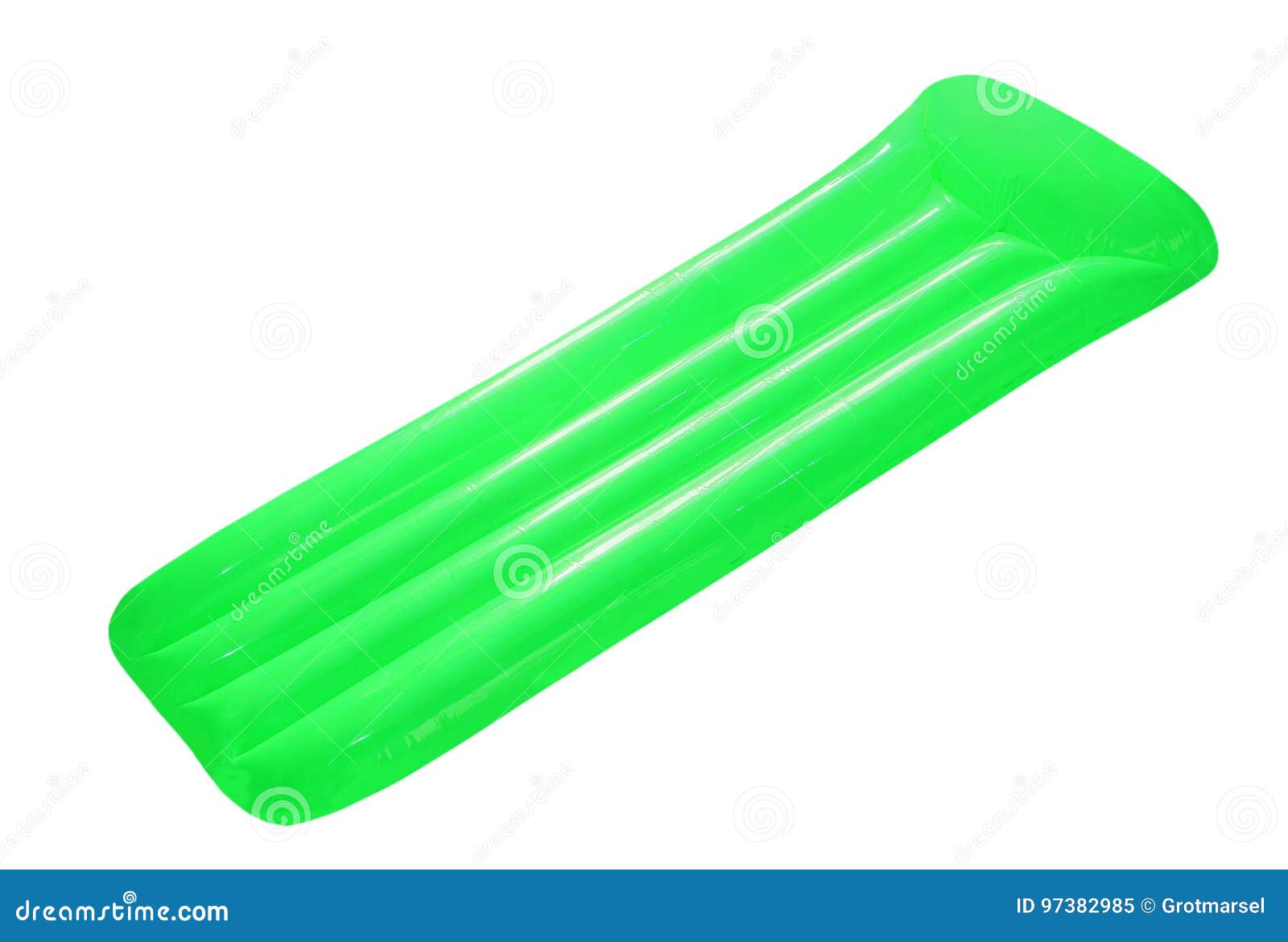 Green Inflatable Floating Pool Raft Mattress Isolated on White. Stock