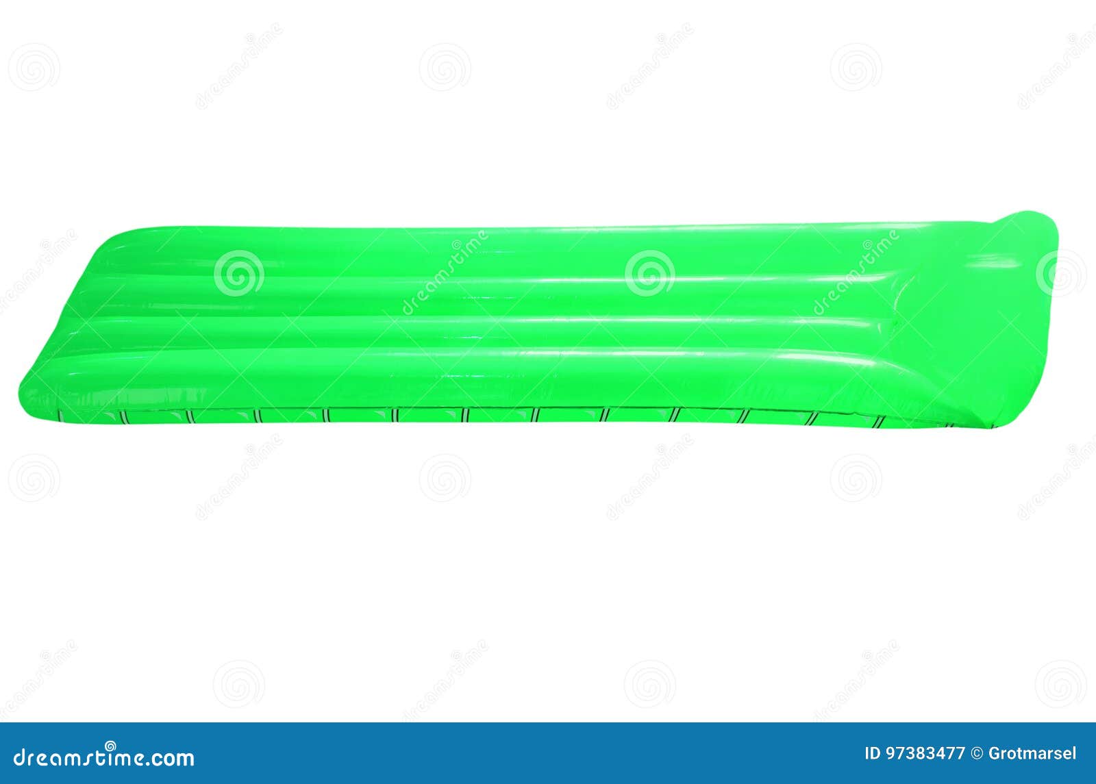 Green Inflatable Floating Pool Raft Mattress Isolated on White. Stock