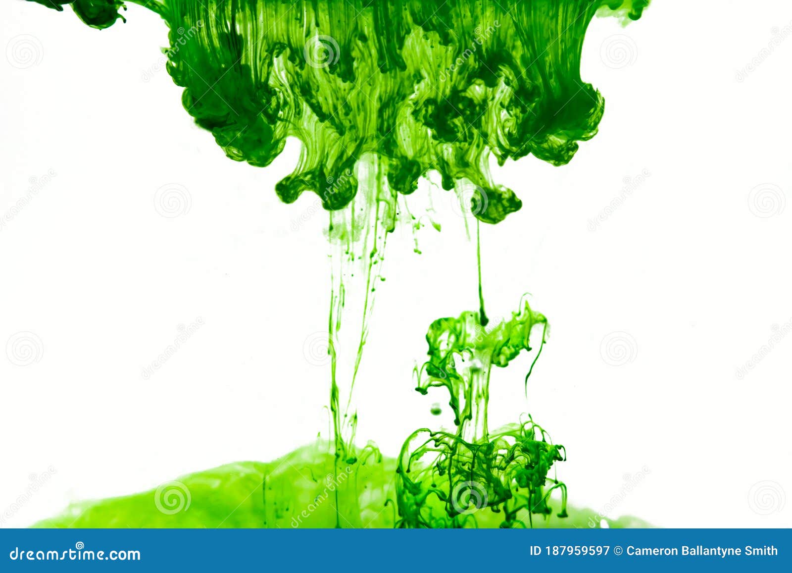 Green Ink in Water with White Background Stock Image - Image of motion ...