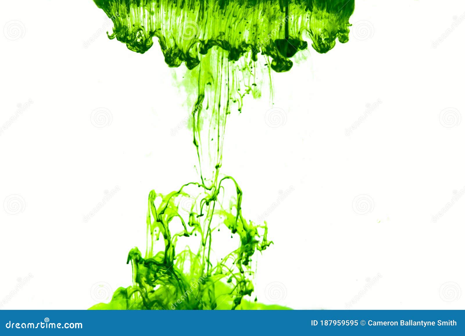 Green Ink in Water with White Background Stock Image - Image of ...