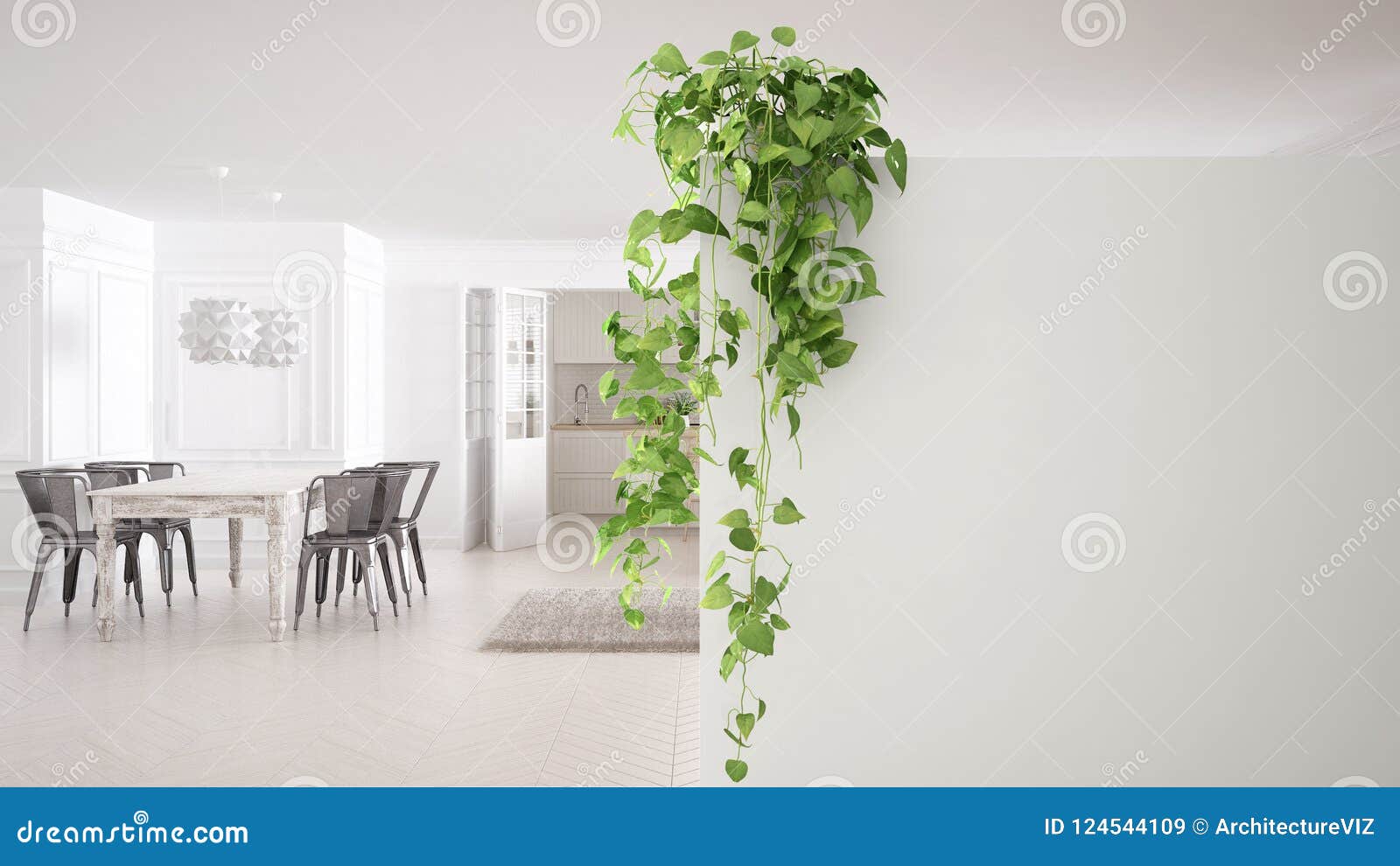 background plant potted living wall foreground contemporary concept copy space interior