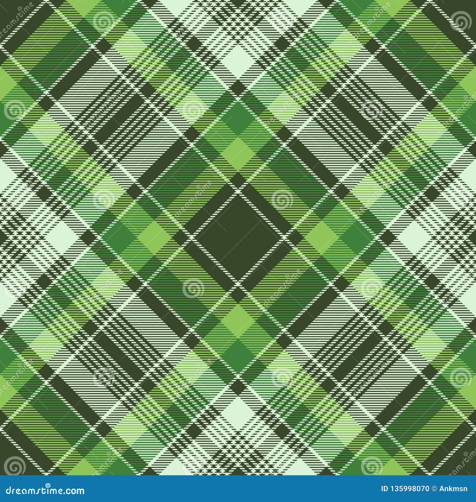 Green Irish Check Fabric Plaid Seamless Fabric Texture Stock Vector