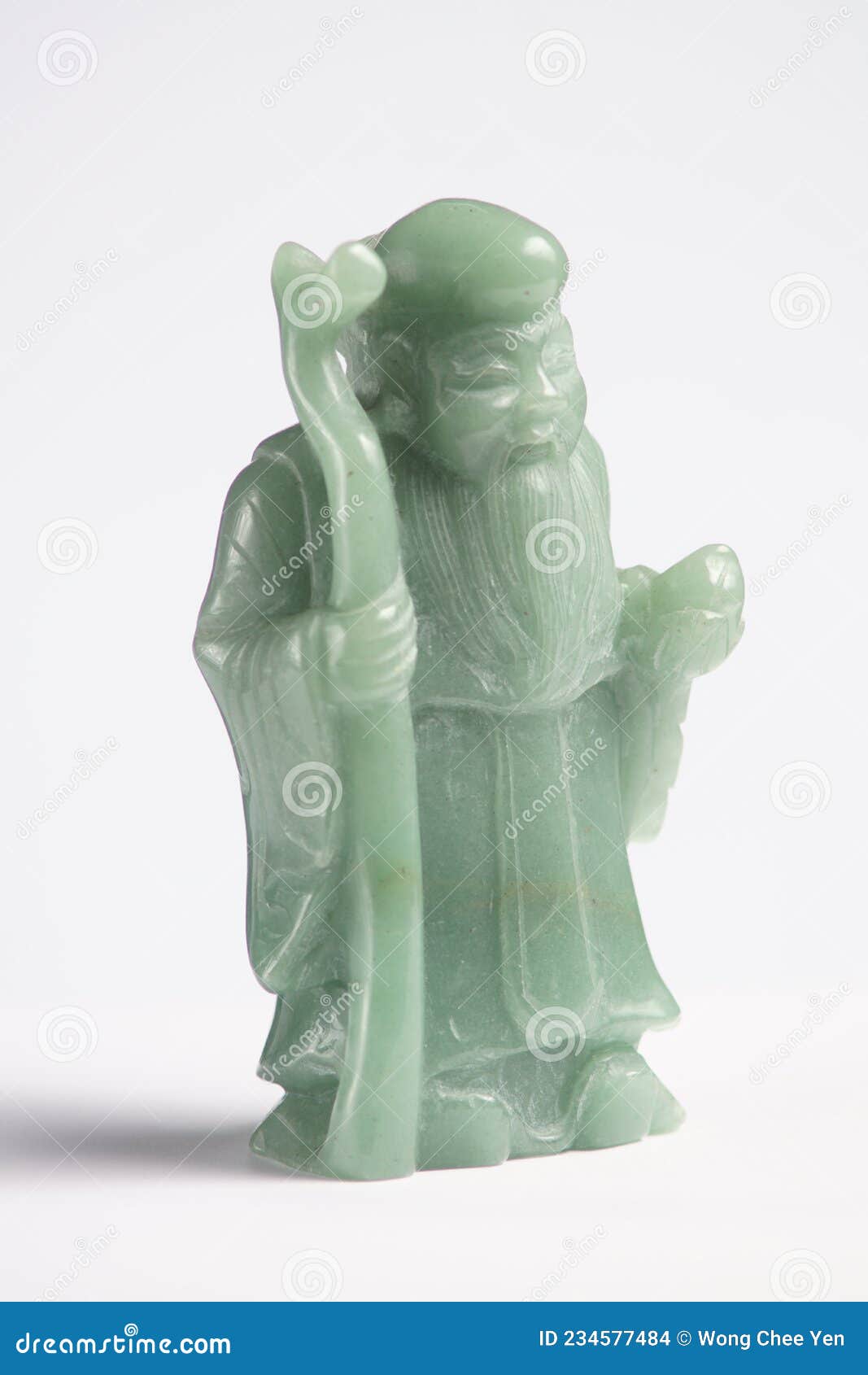Green Jade Old Chinese Man Statue Stock Photo Image of jadeite