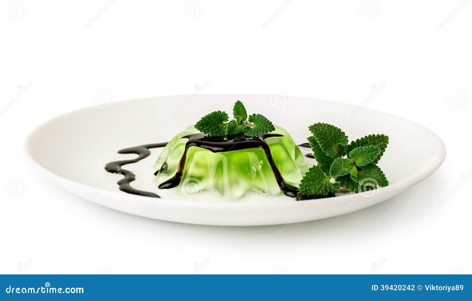 Green Jelly Dessert with Chocolate and Mint Stock Photo Image of
