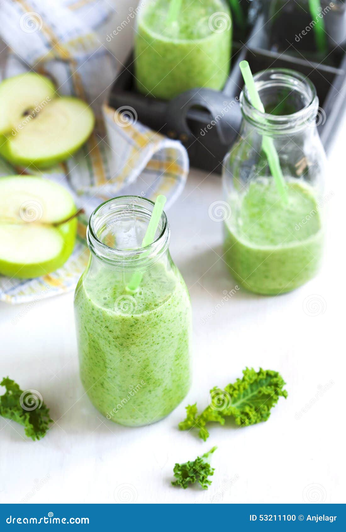 Green juice in bottle. stock photo. Image of green, drink 53211100
