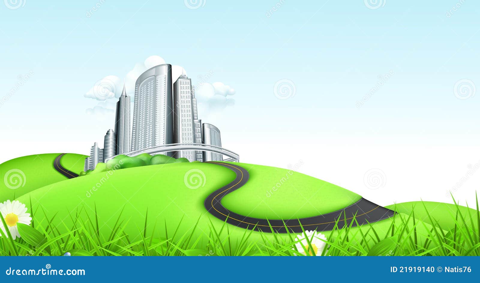 Green landscape stock vector. Illustration of house, background - 21919140