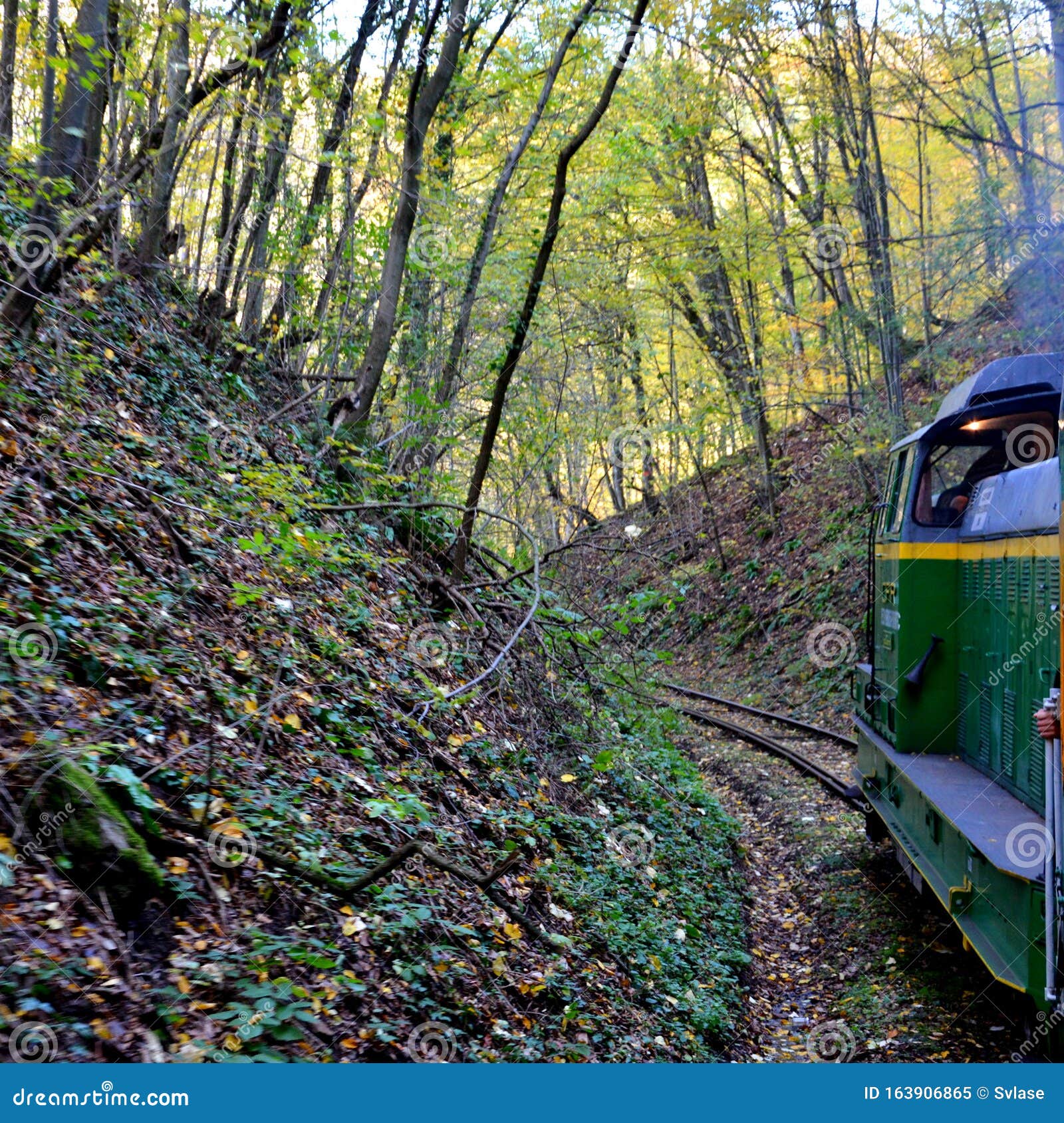 old railway oravita-anina in banat. typical landscape in the forests of transylvania, romania. autumn view.