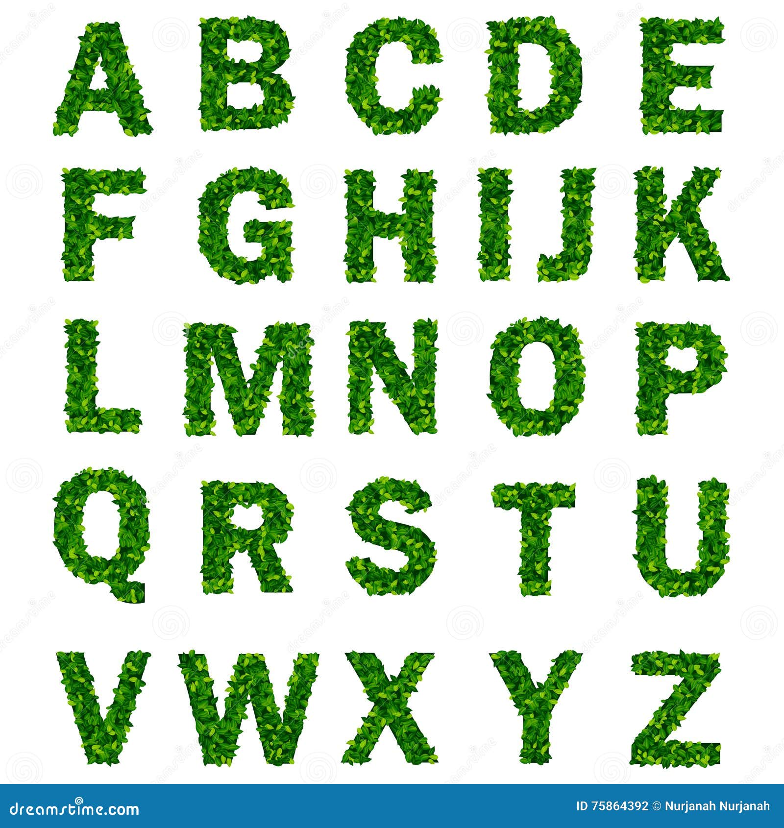 Green Leaf Alphabet Vector Illustration | CartoonDealer.com #75864392