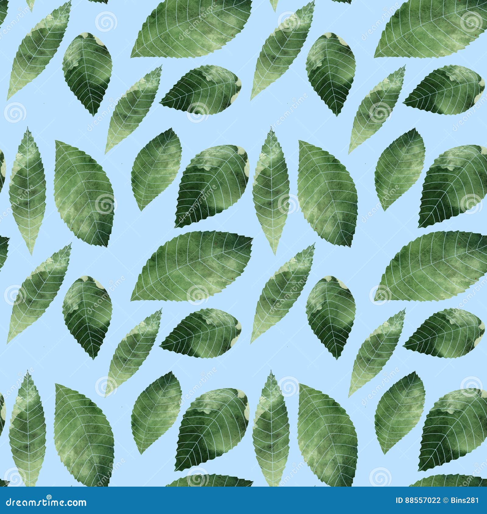 Green Leaf on Blue Background Stock Illustration Illustration of leaf