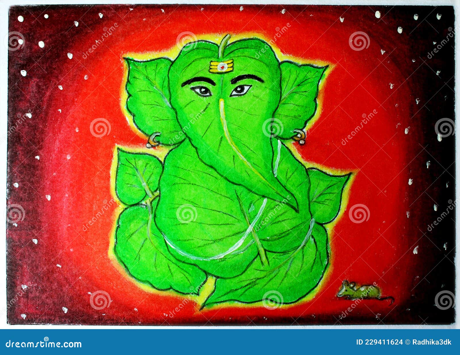 Leaf ganesha paintings editorial stock image. Image of modern - 229411624