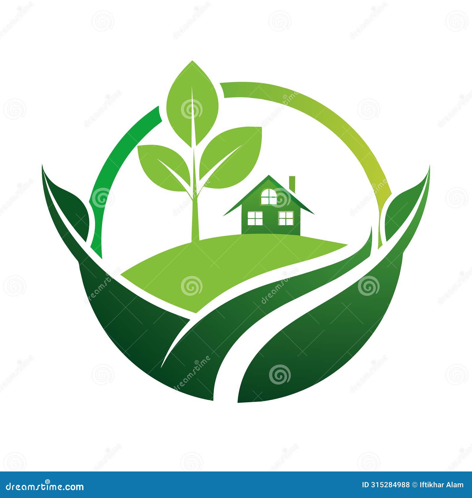 a green leaf with a house on top, minimalist  for a logo, create a minimalist  that encourages a greener way of living