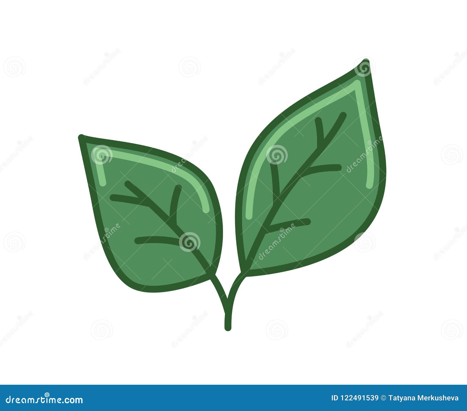 Green Leaf Icon. Line Colored Vector Illustration Stock Vector