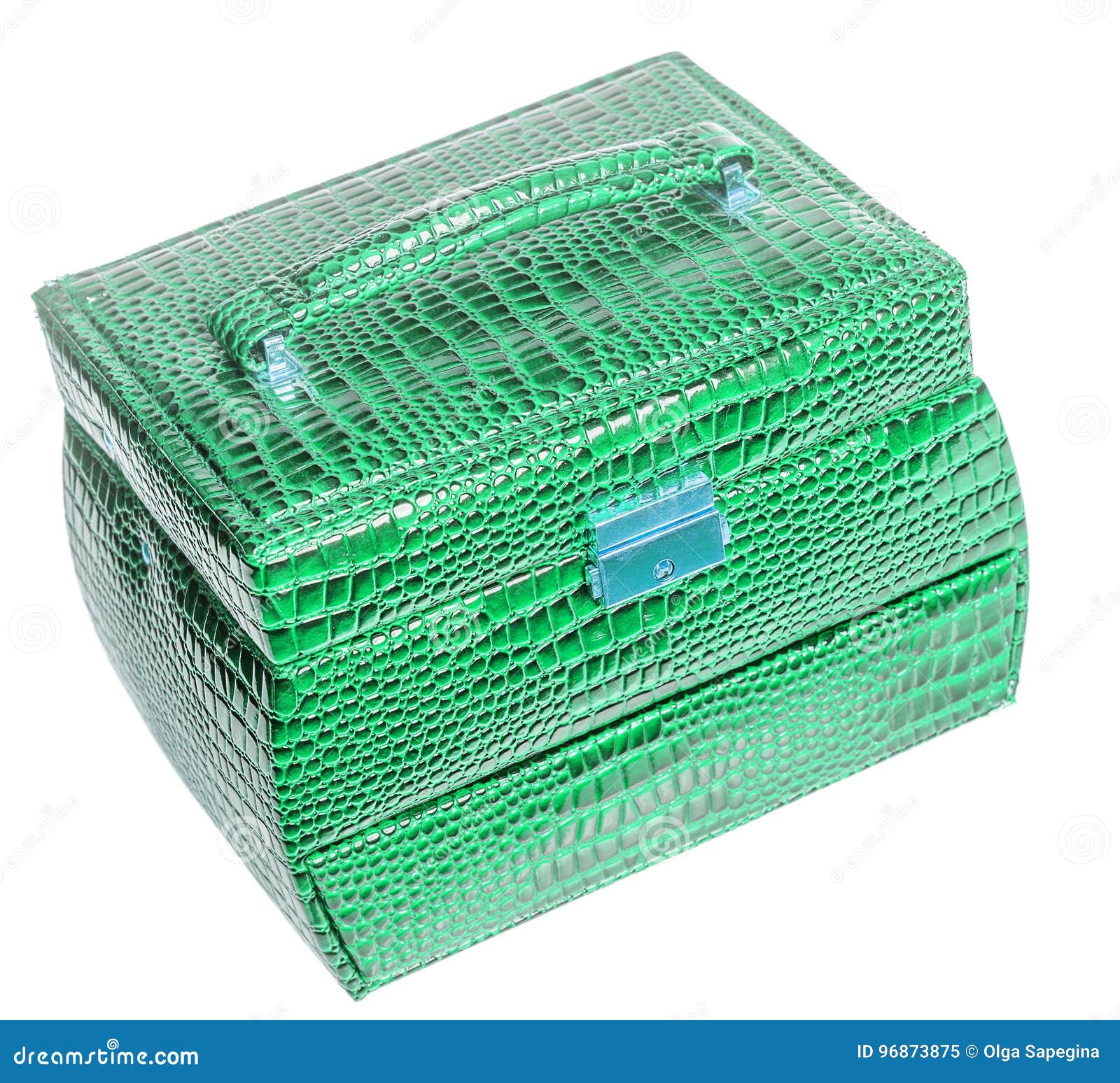 Green leather jewelry box stock image. Image of jewelry 96873875
