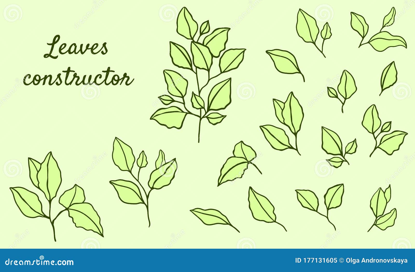 Green Leaves Construction on Light Green Background Stock Vector