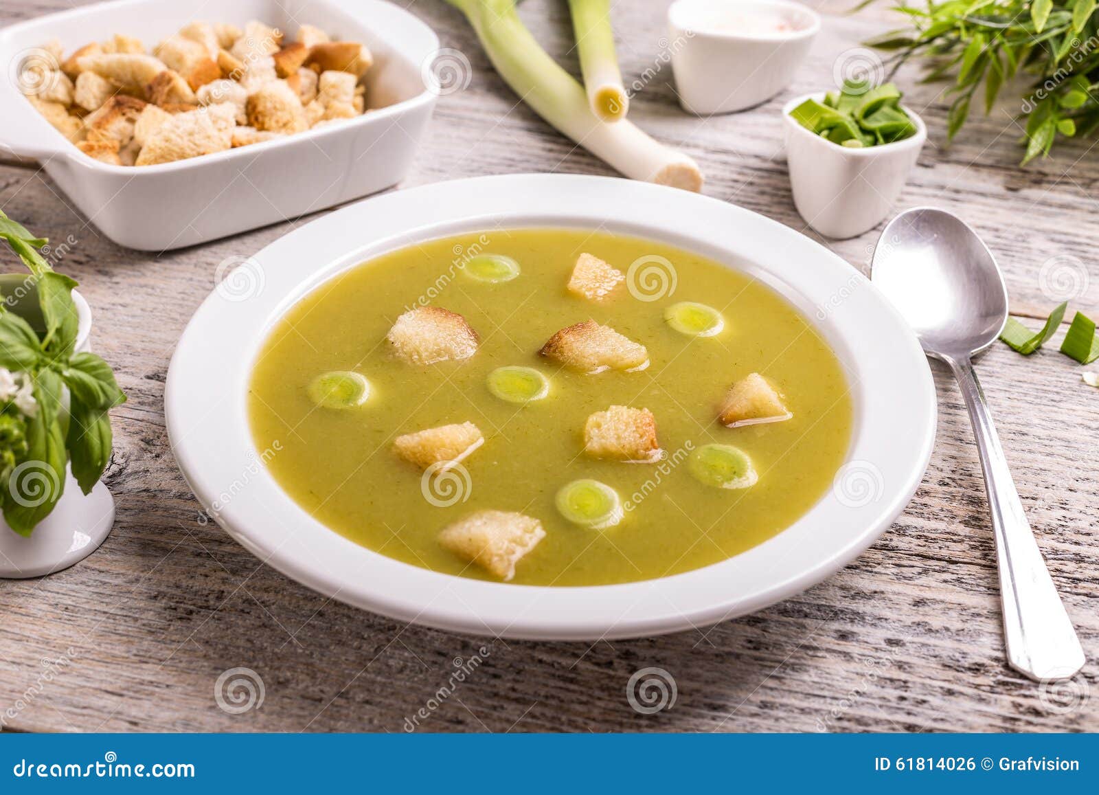 Green leek soup stock photo. Image of vegetable, dinner 61814026