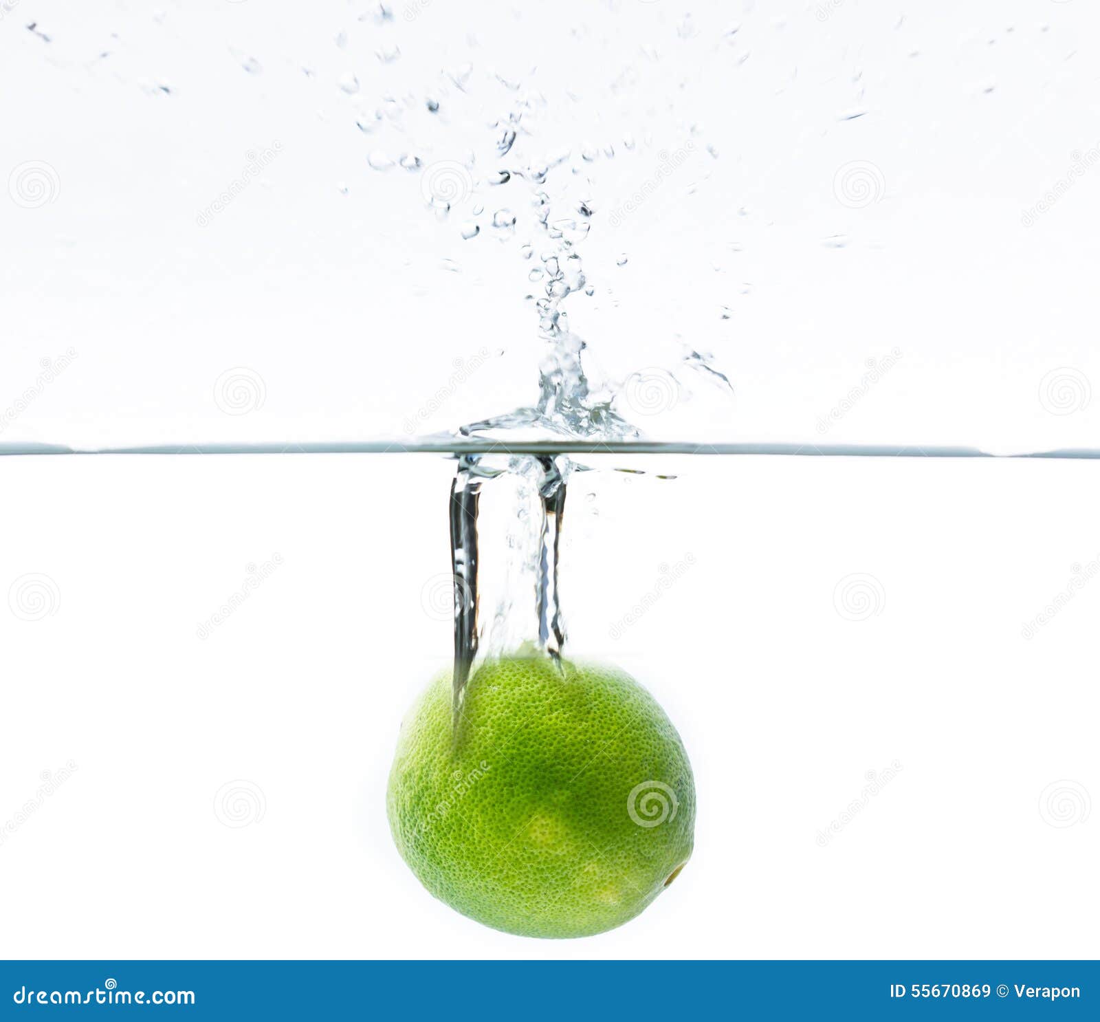 Green Lemon Falling into the Water Stock Image - Image of background ...