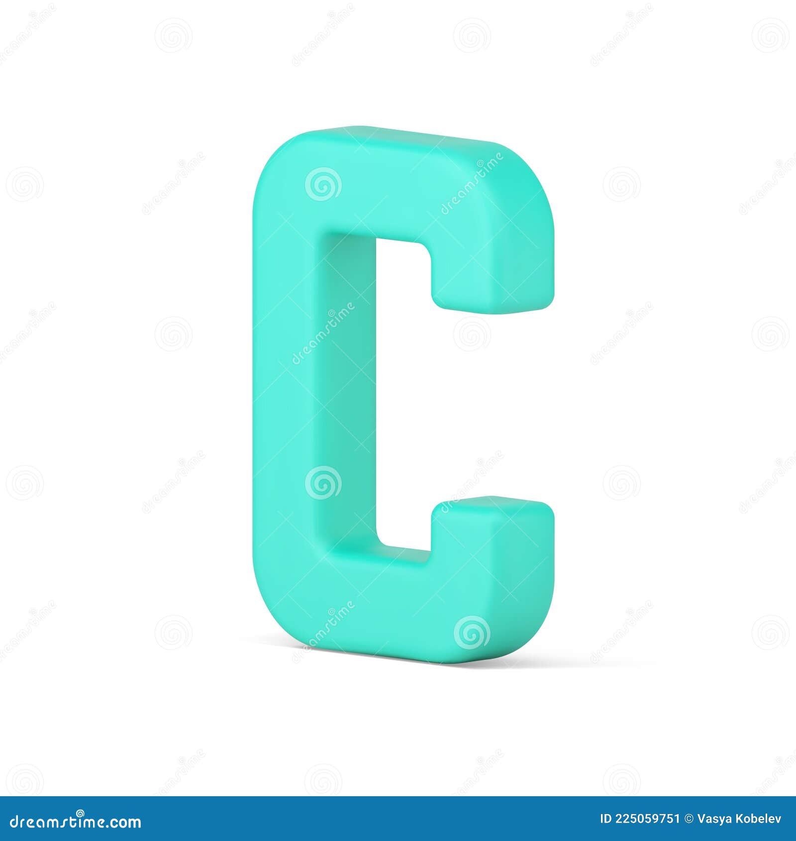 green letter c 3d icon. language  for volumetric typography