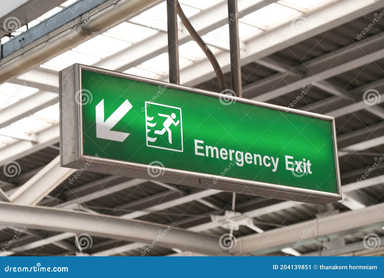 Green Light Emergency Exit Sign Stock Image Image of guidance, danger