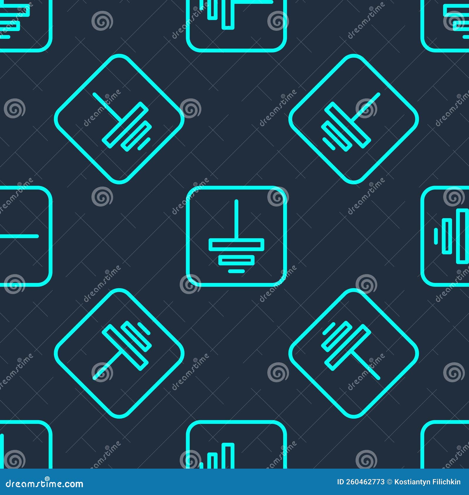 Green Line Electrical Symbol Ground Icon Isolated Seamless Pattern on