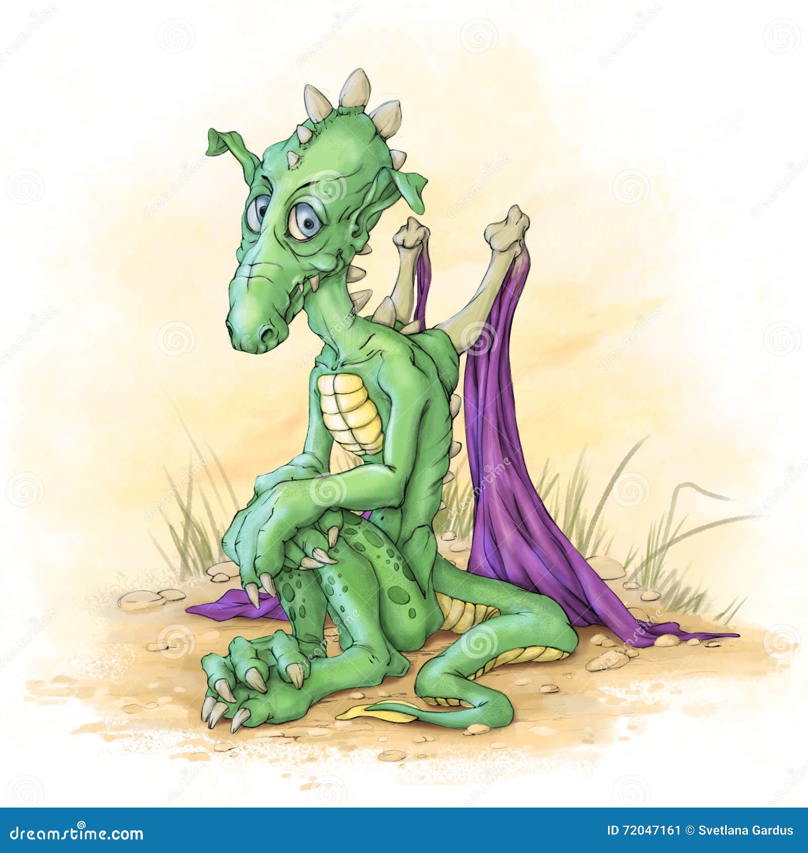 The green little dragon stock illustration. Illustration of grass - 72047161