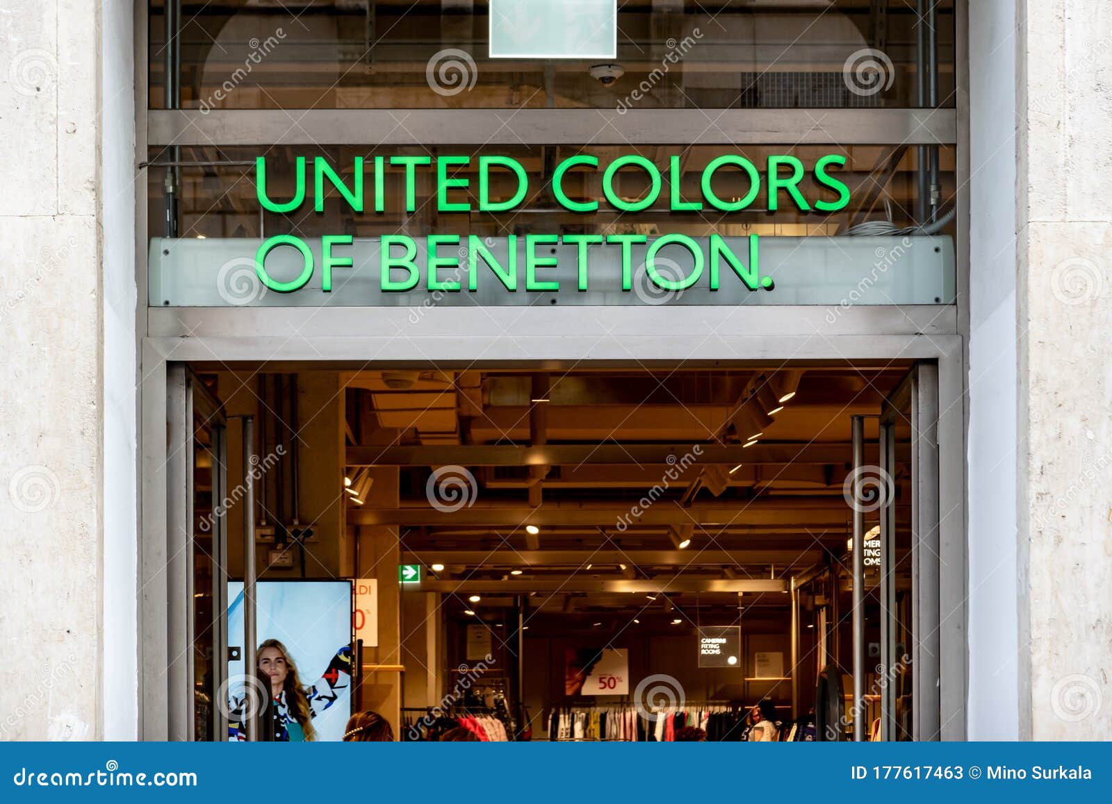 The Green Logo of United Colors of Benetton Fashion Store Above the ...