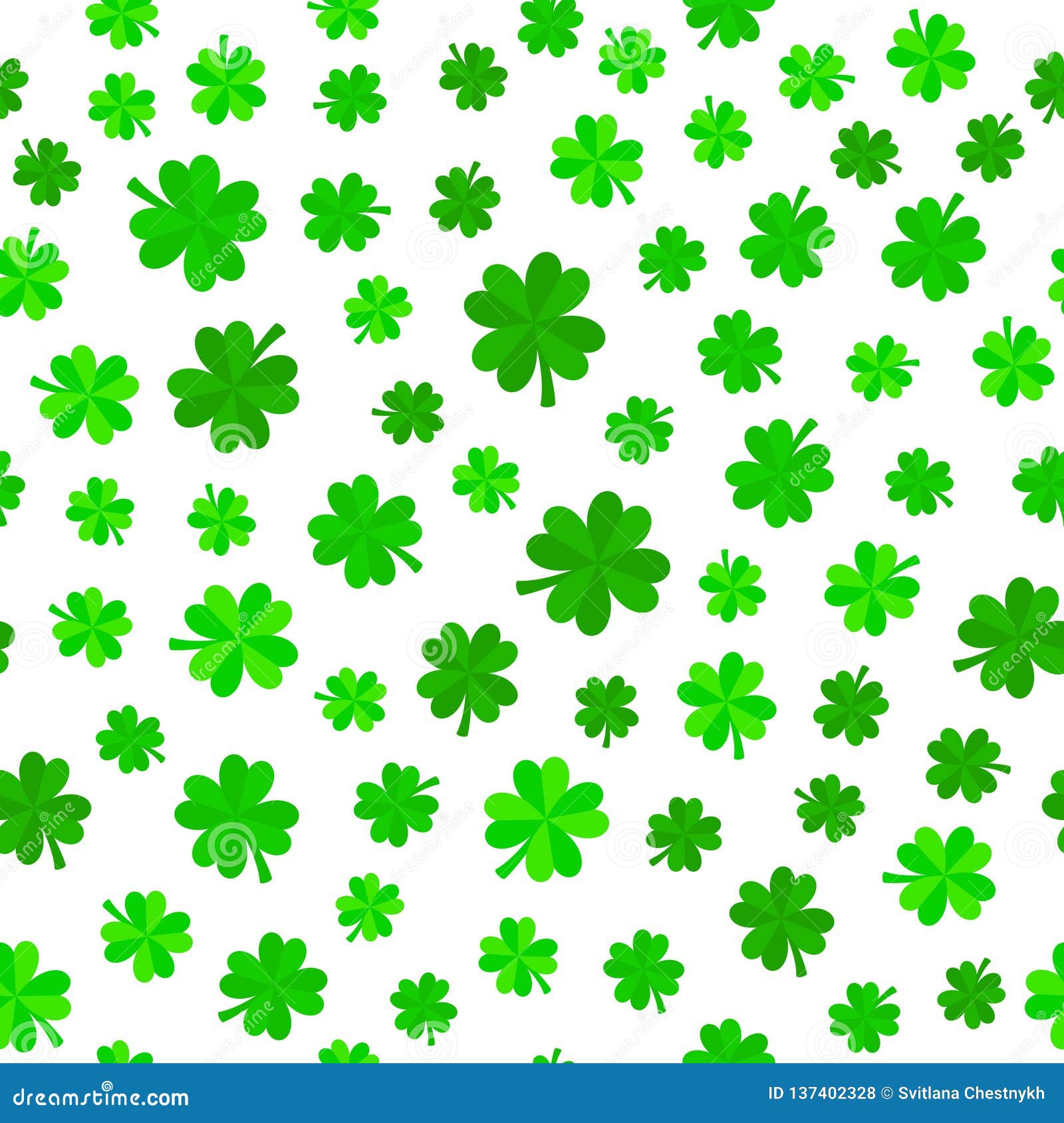 Green Lucky Clover Leaves Background. Seamless Vector Pattern Stock ...