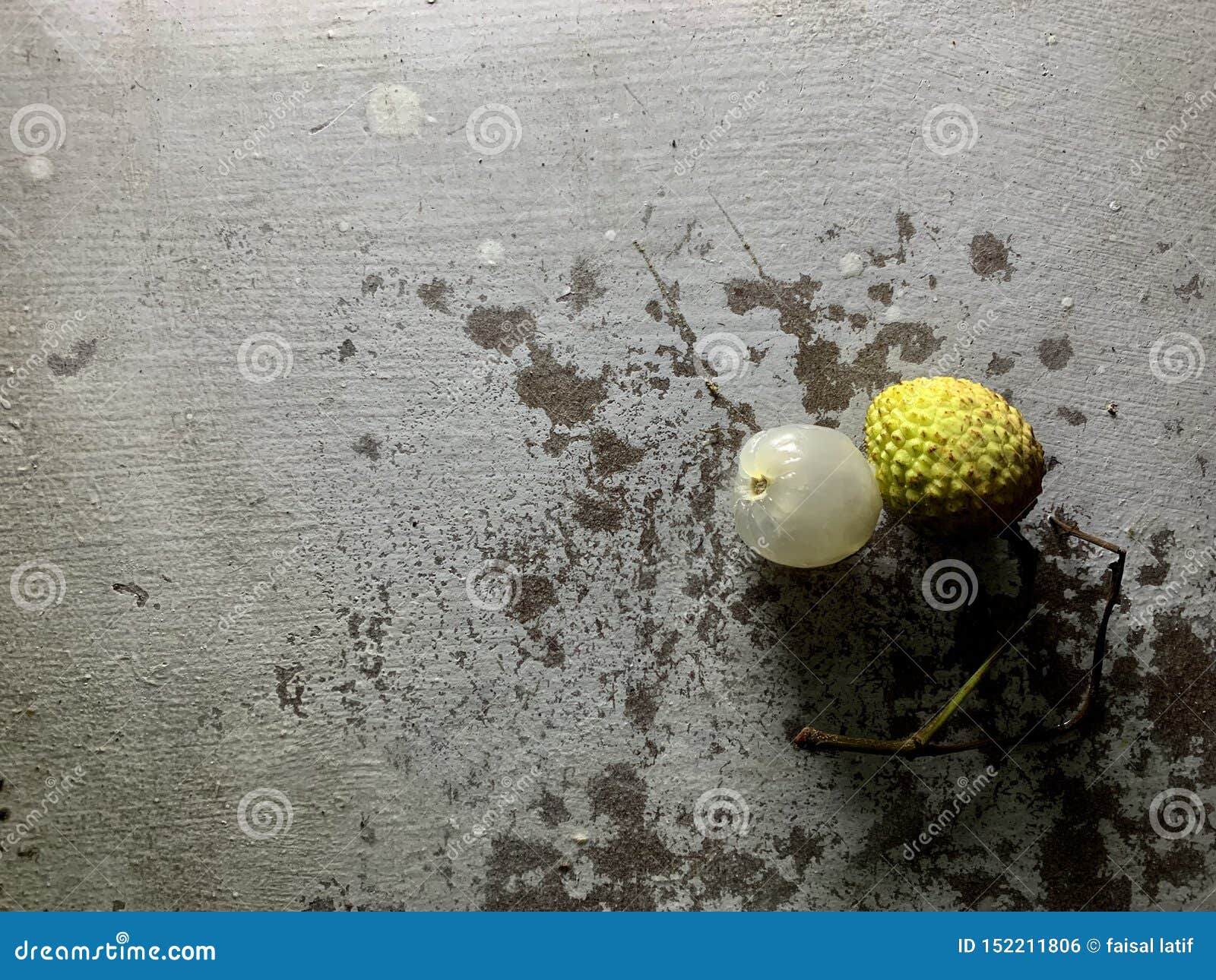 Green Lychee Ready To Eat. Lychee Top View on a Rustic Background Stock