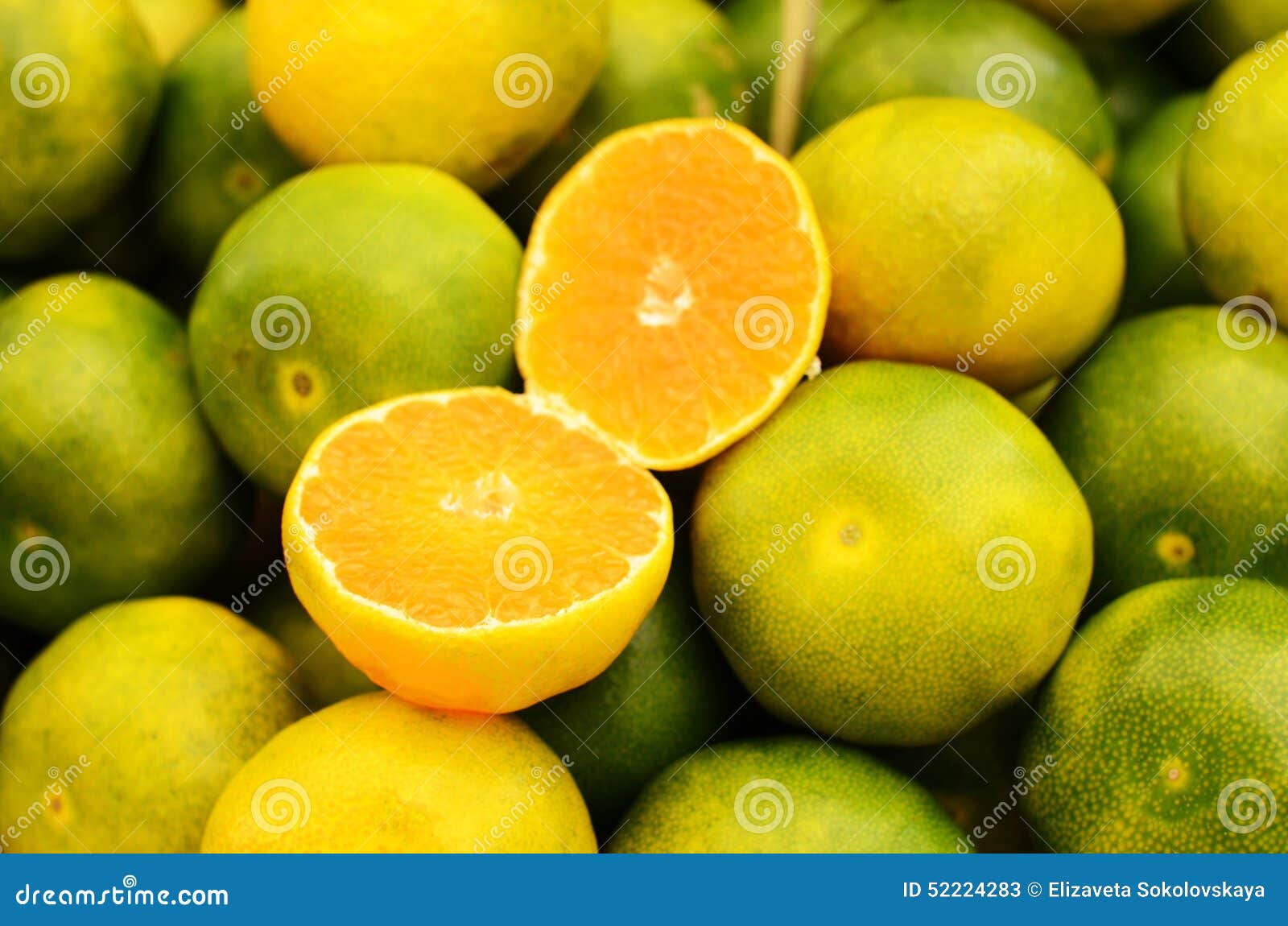 Green Mandarin at Fruit Market Stock Image Image of stack, pile 52224283