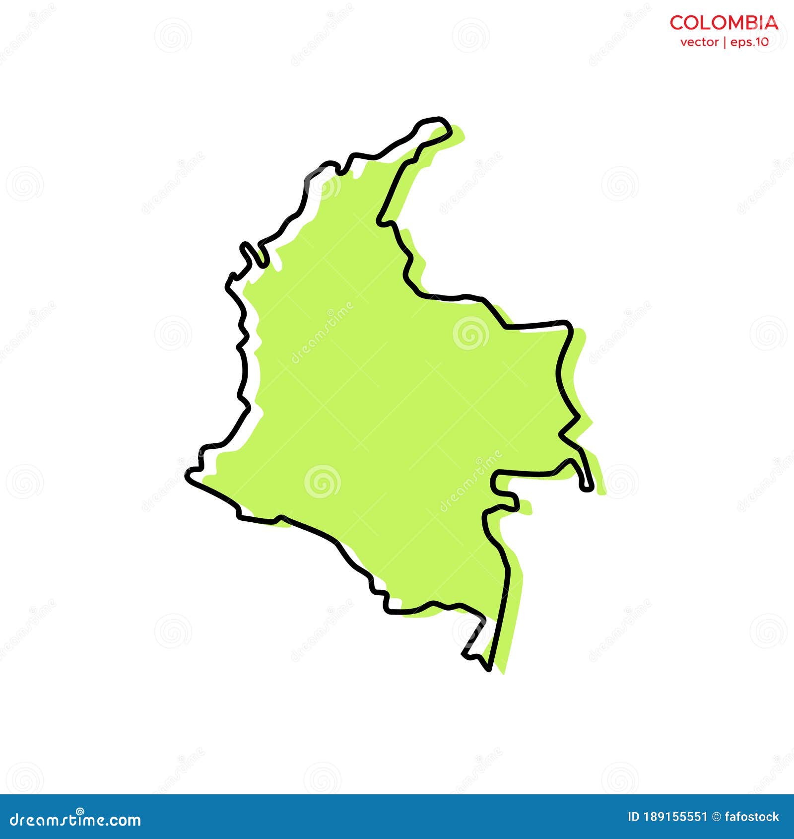 Green Map Of Colombia With Outline Vector Design Template Editable