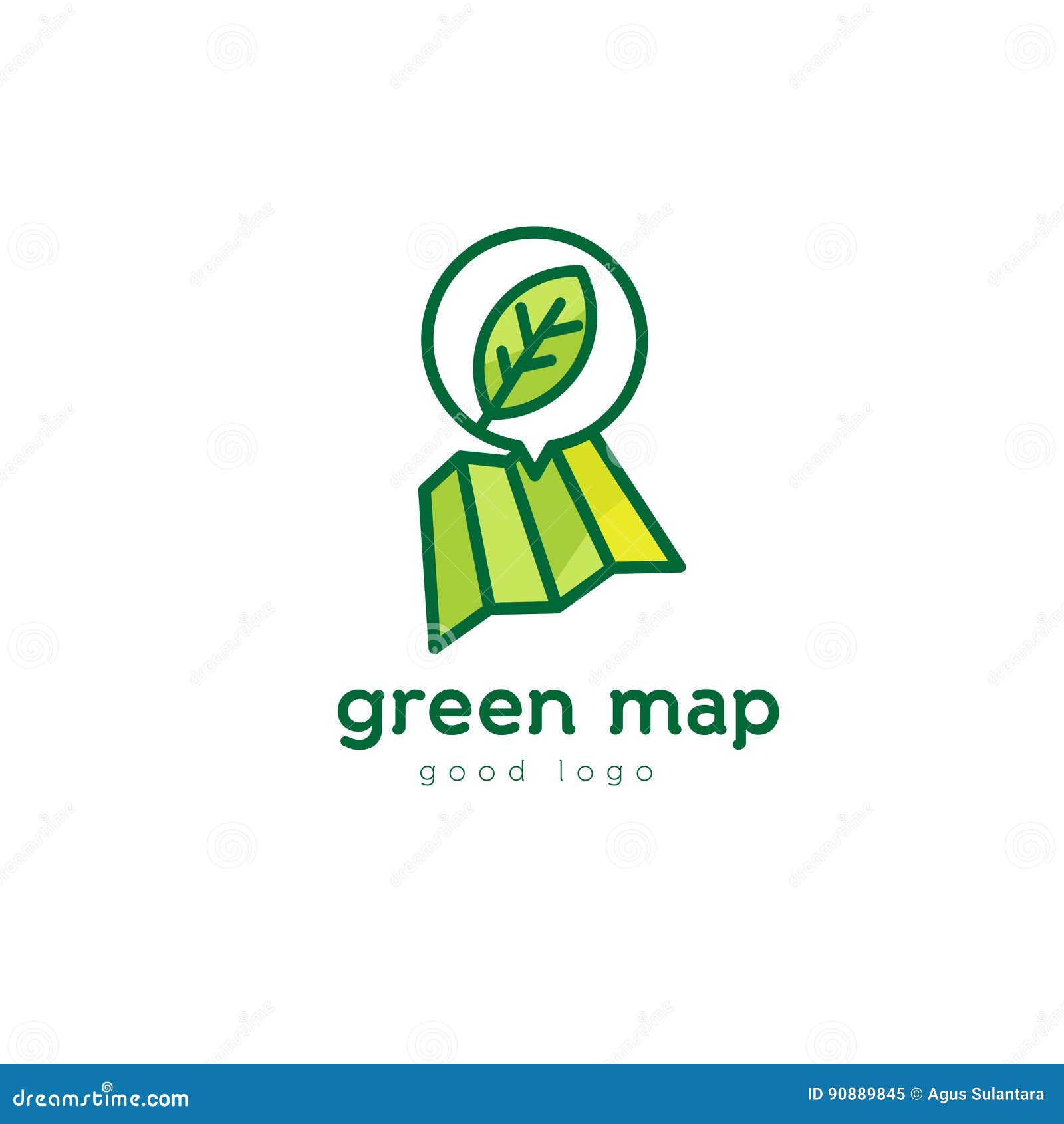 Green Map Location Nature Leaf Logo Design Stock Illustration
