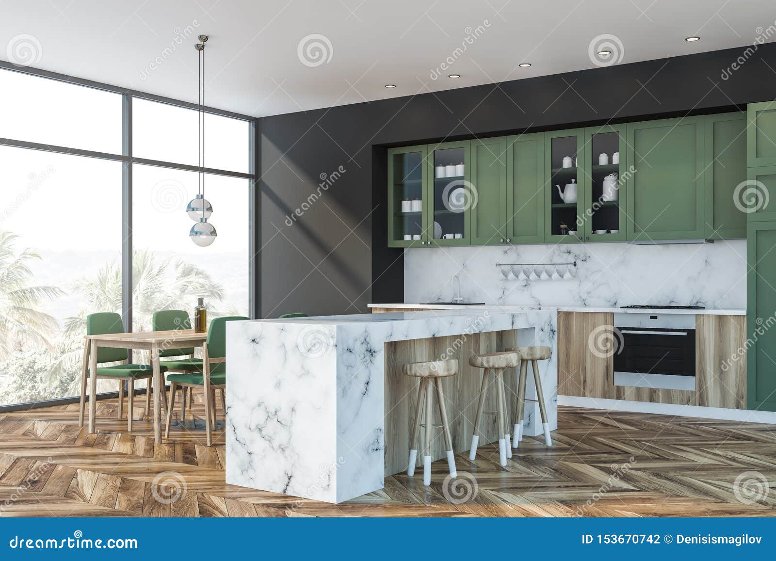 Green And Marble Kitchen Green And Marble Kitchen