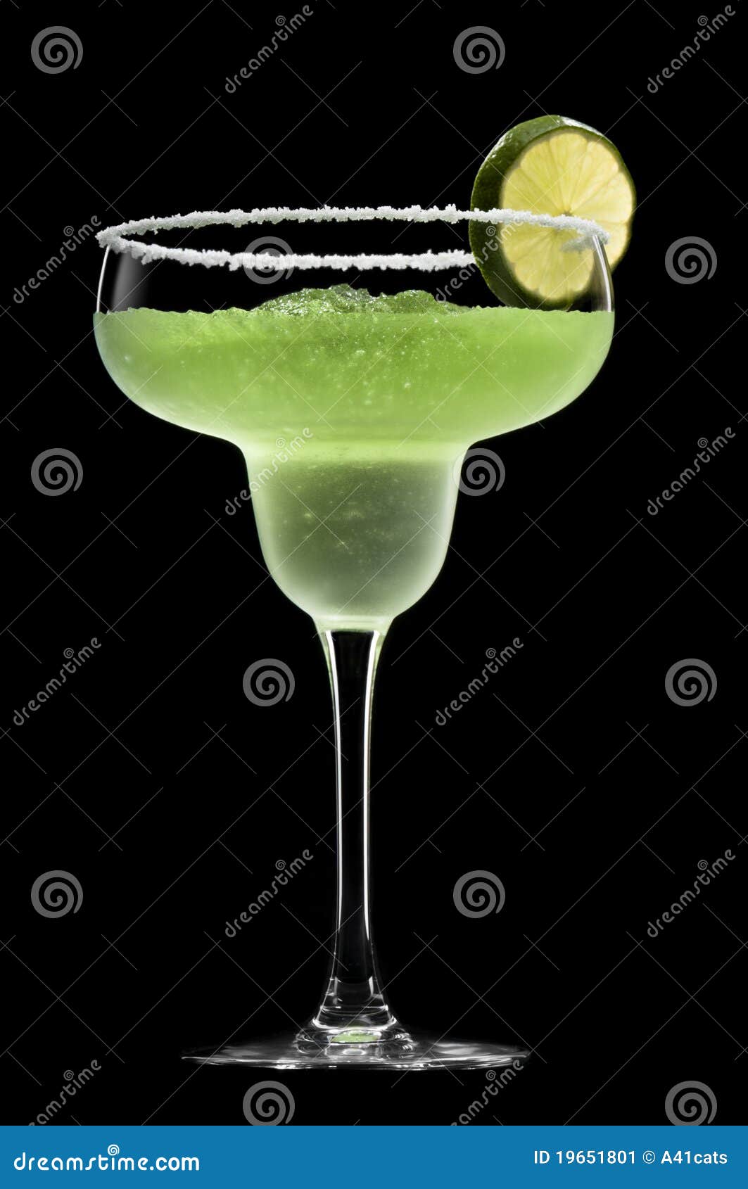 Green Margarita in Front of a Black Background Stock Image Image of
