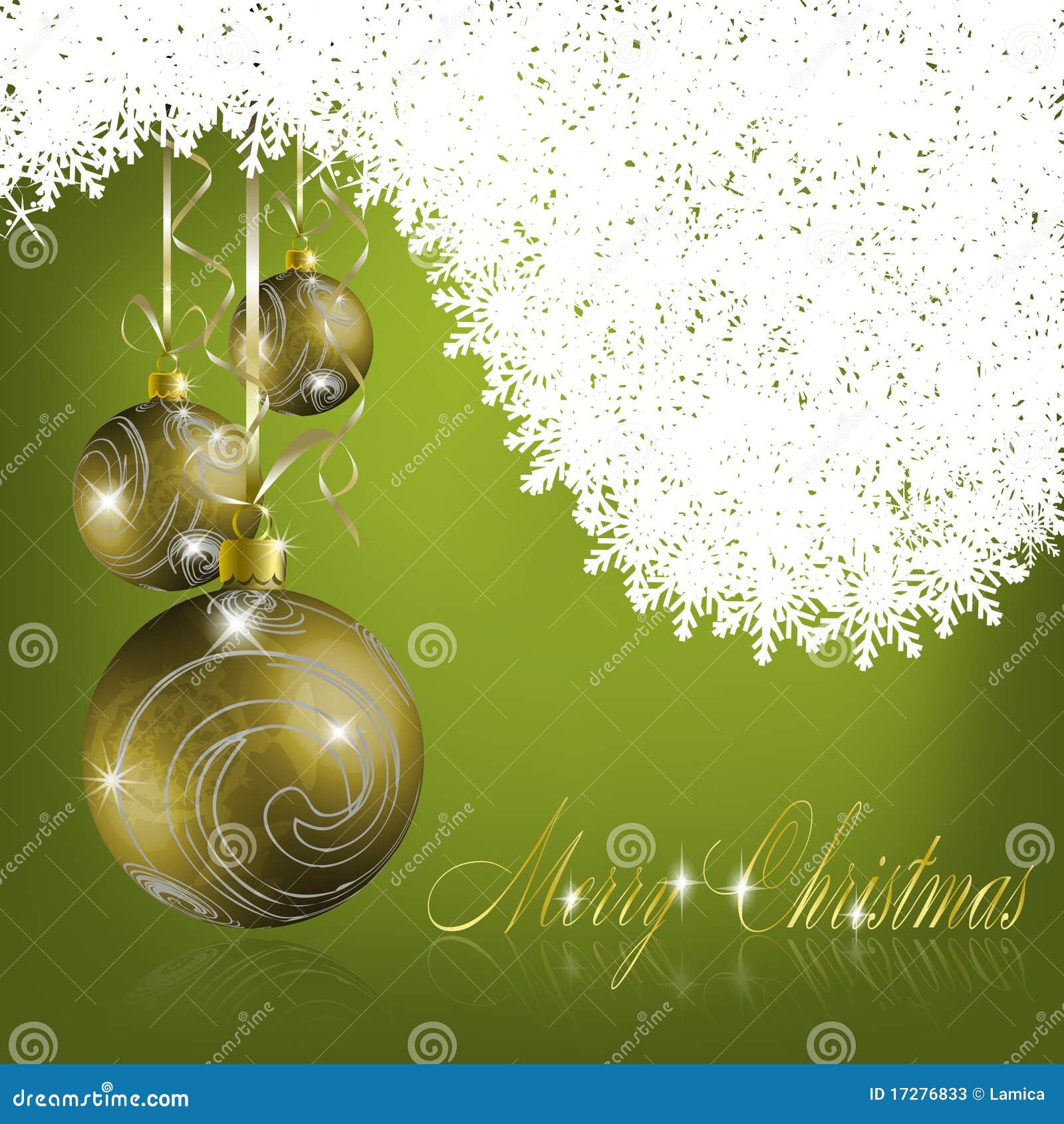 Green Merry Christmas Greeting Card Stock Vector Illustration of