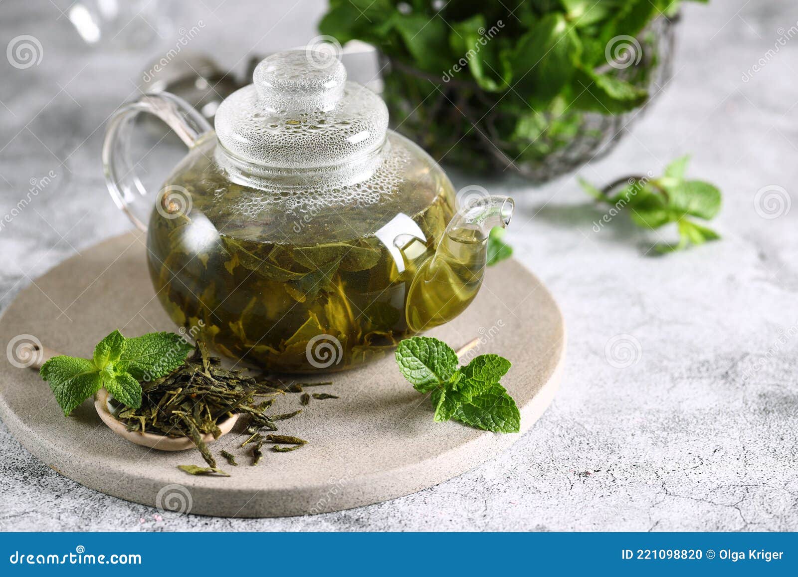 Green mint tea stock photo. Image of herbal, peppermint 221098820