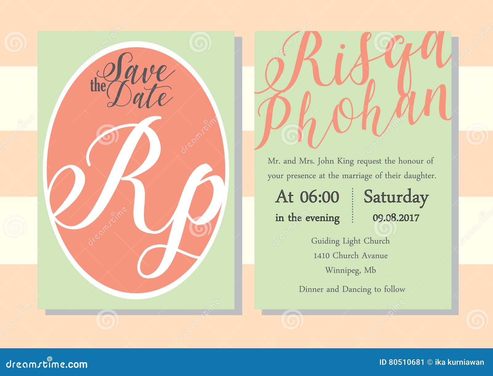 Green Mint Wedding Invitation Stock Vector Illustration of happy