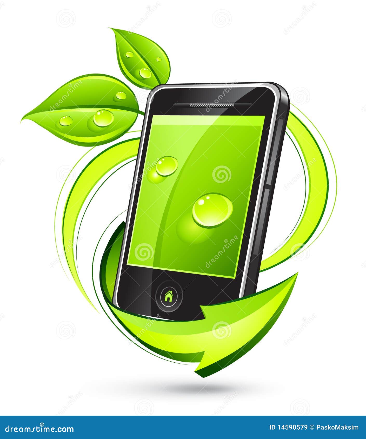 Green mobile phone stock vector. Illustration of cellphone 14590579