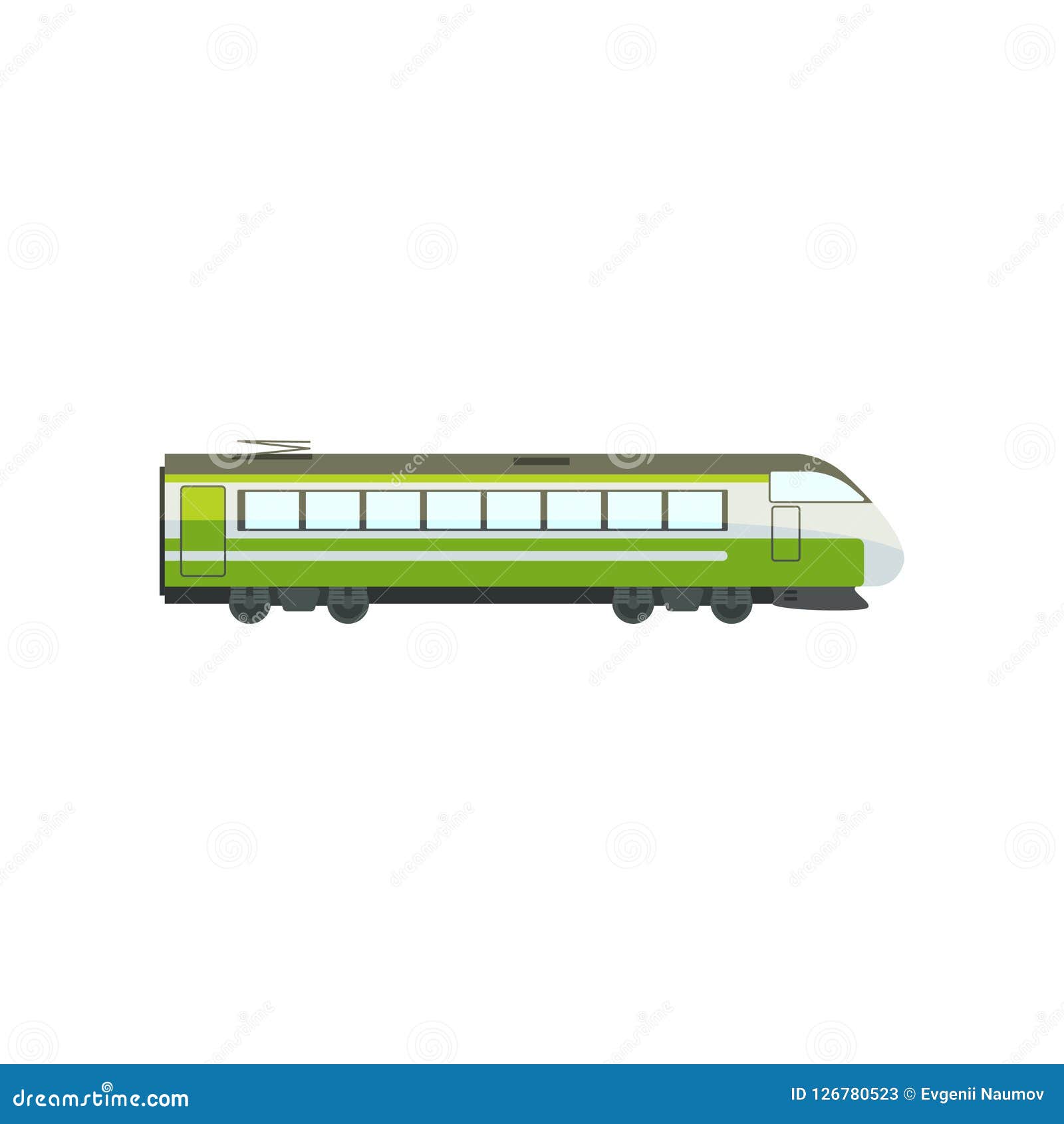 Green Modern Passenger Train Locomotive, Subway Transport Vector ...