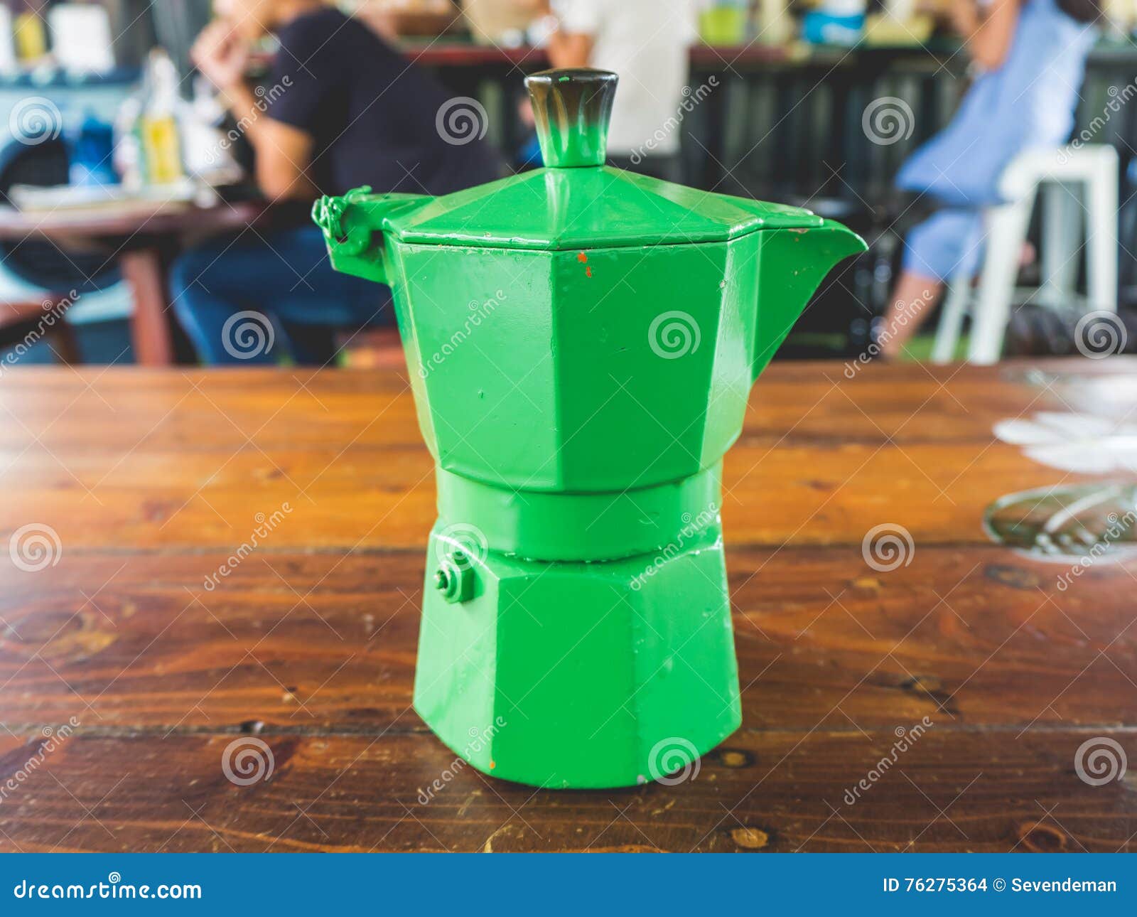 Green moka pot. stock photo. Image of caffeine, typical 76275364