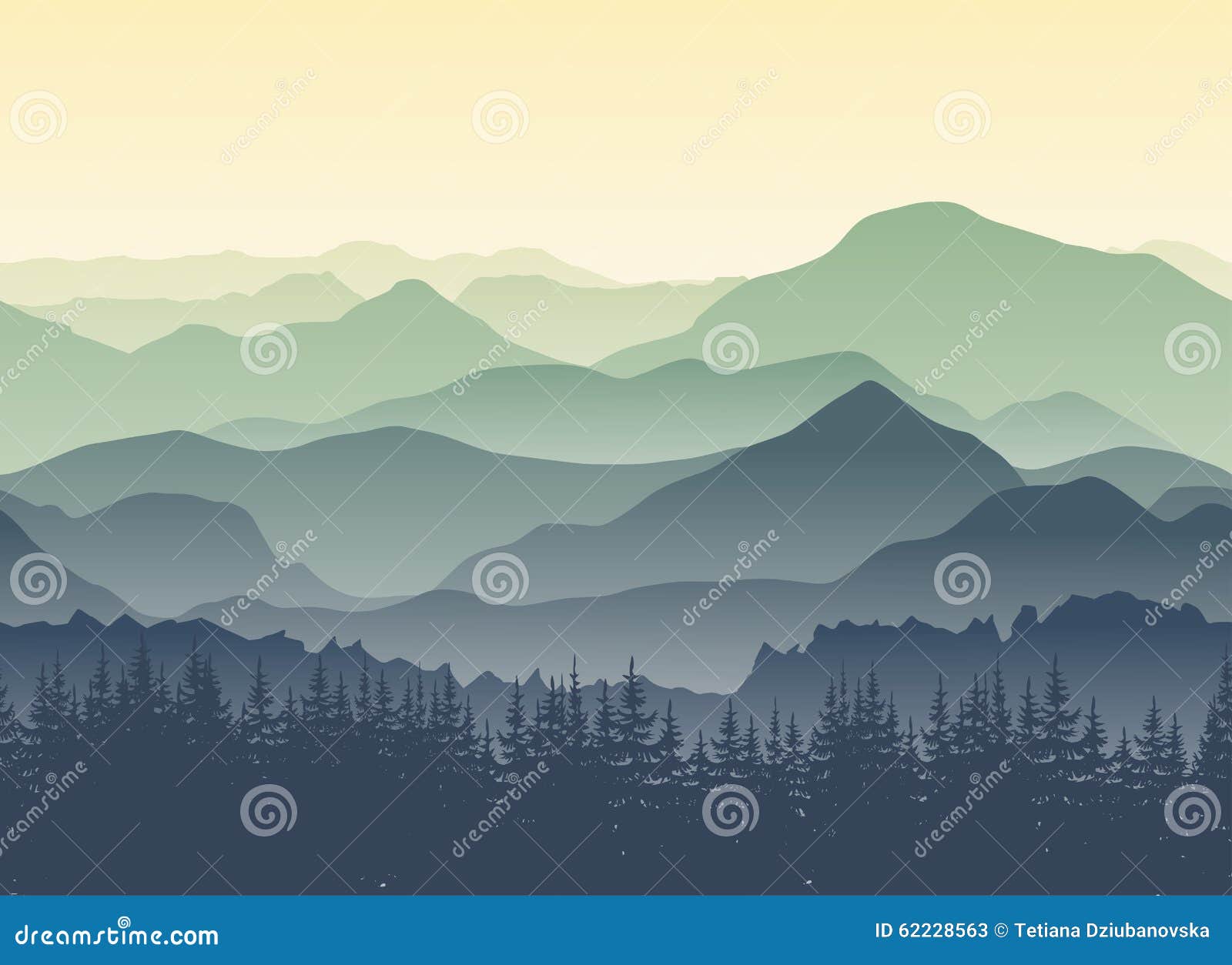 green mountains landscape in summer. seamless background..