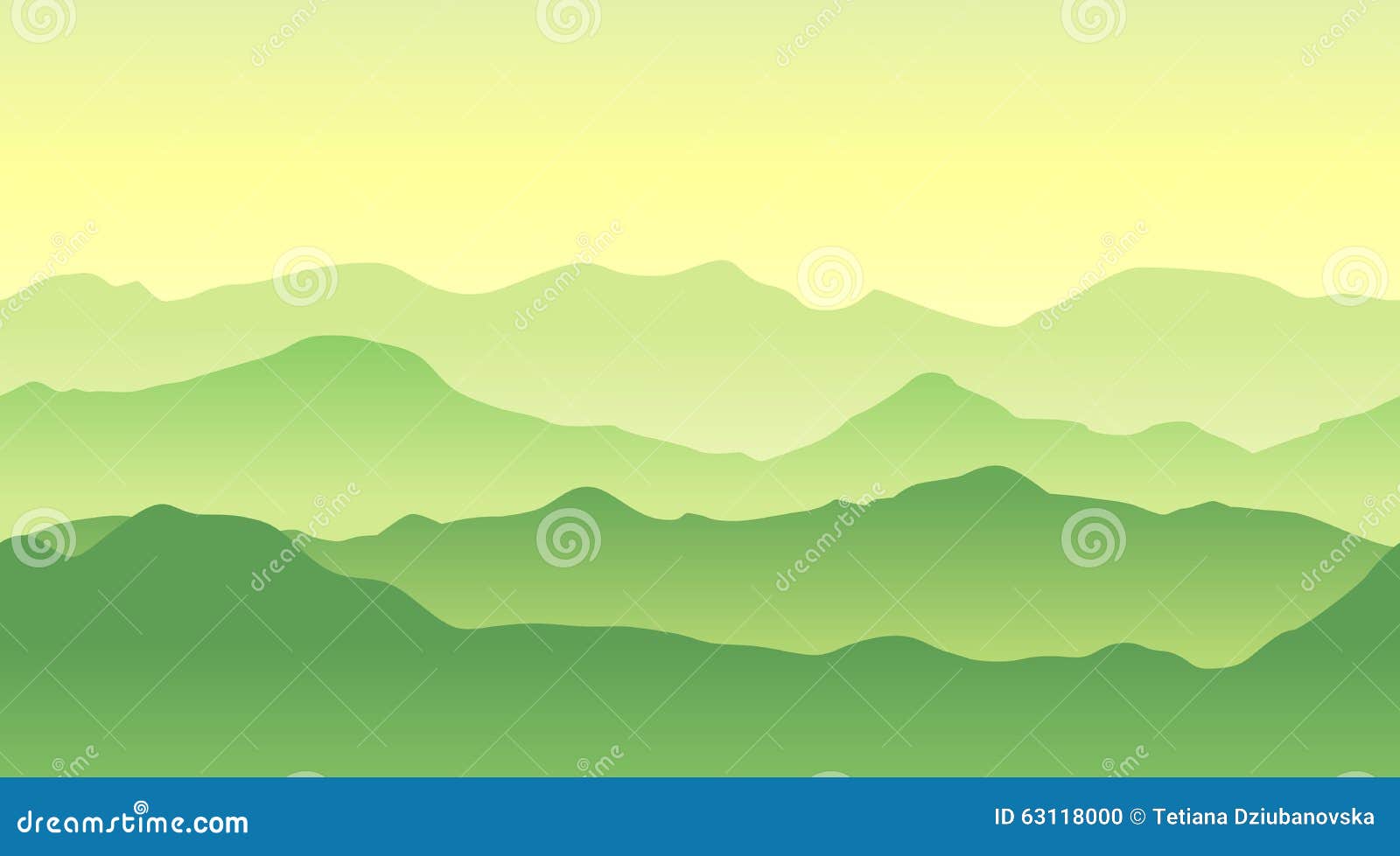 Green Mountains Landscape in Summer. Seamless Background. Stock Vector -  Illustration of nature, mountain: 63118000