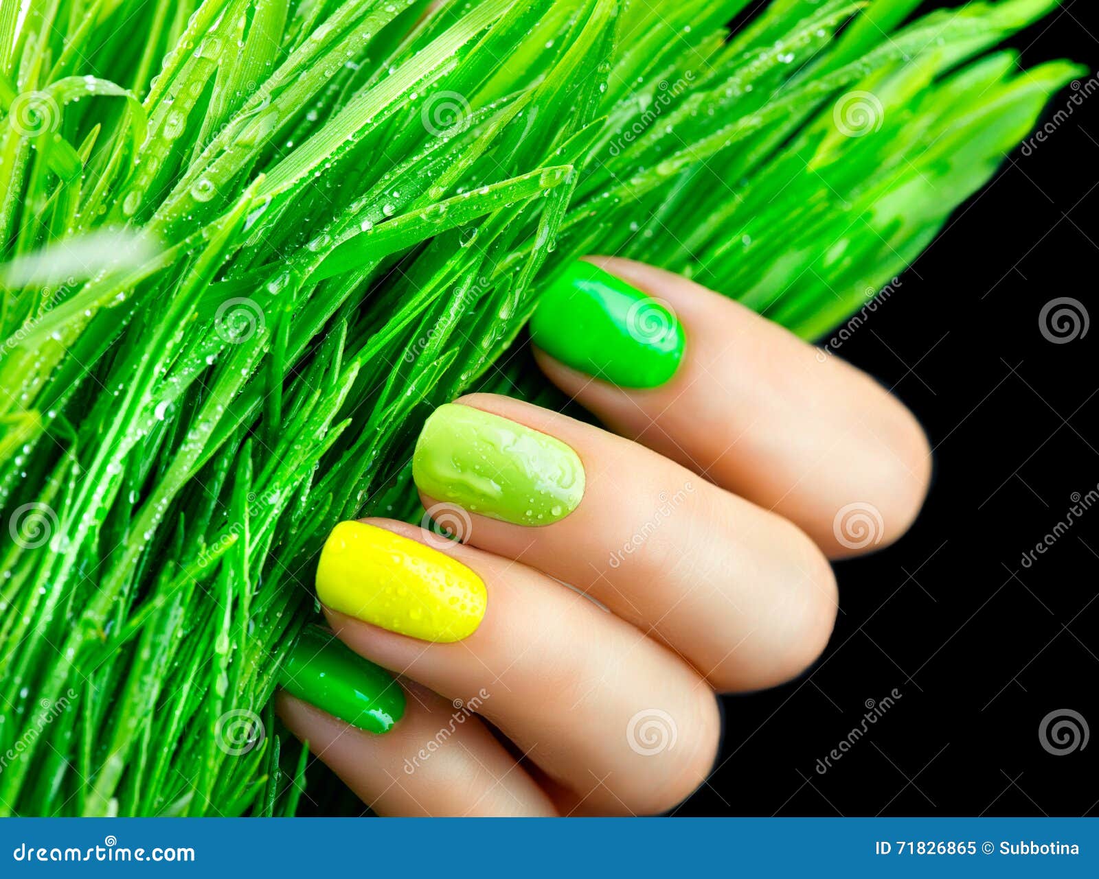 green nails. beautiful nailpolish with green grass