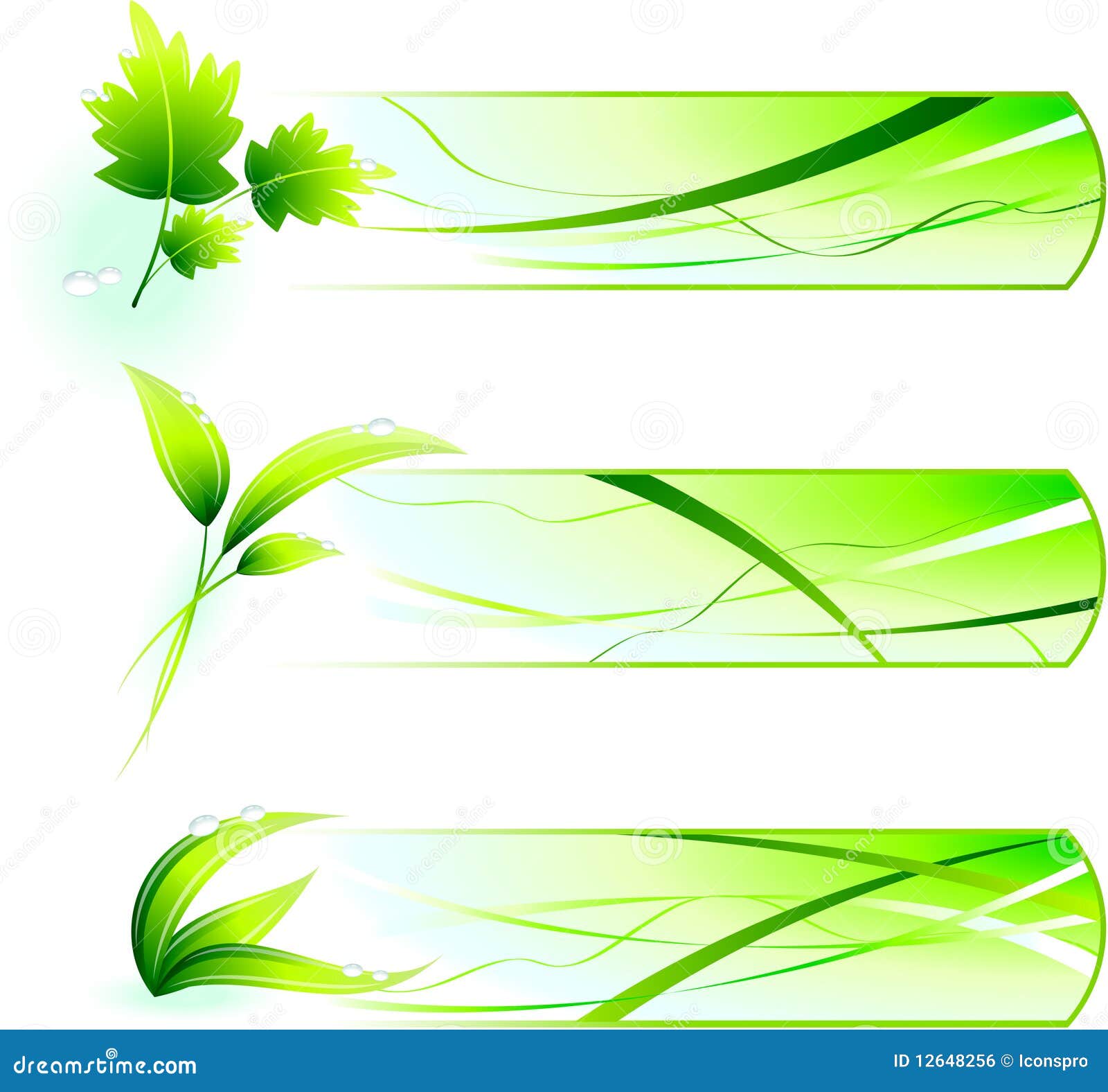 Green Nature Icons With Banners Stock Illustration - Illustration of
