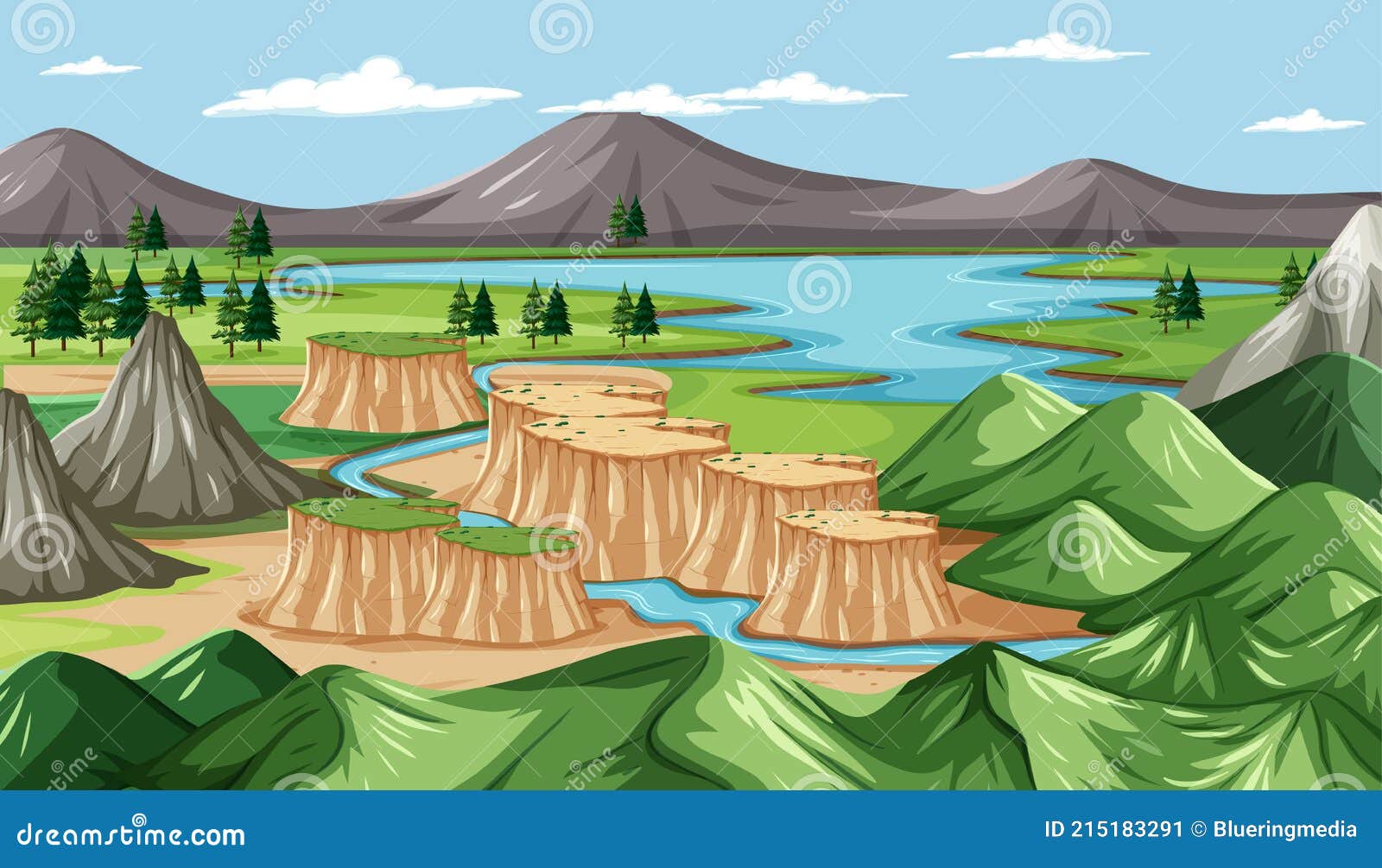 A Green Nature Landscape Background Stock Vector - Illustration of ...