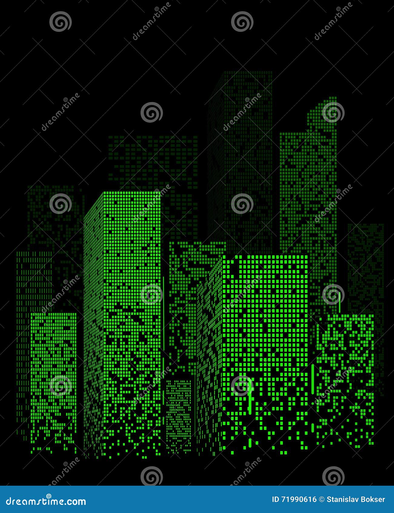 Green Night City Lights Landscape Design Stock Vector Illustration of