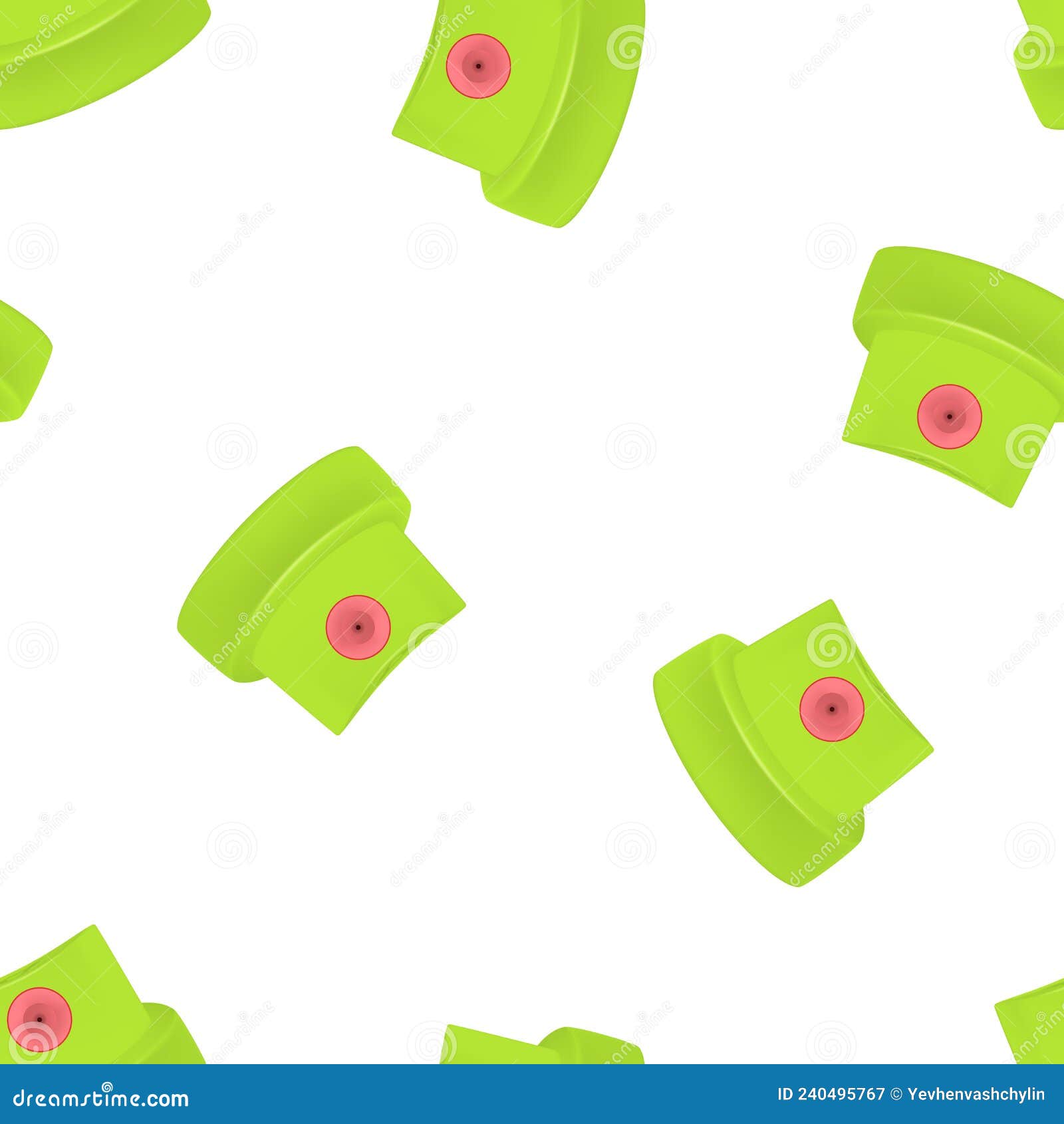 Green Nozzles for Aerosol Can Seamless Pattern. Vector Illustration