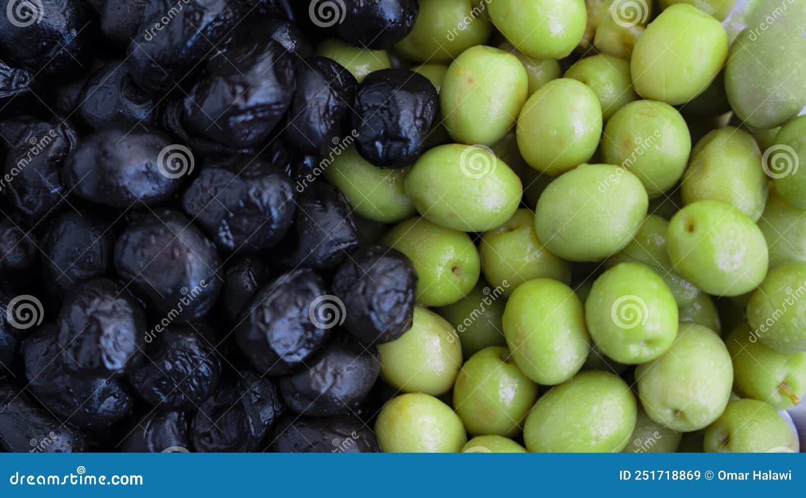 Green Olive and Black Olive. Top View Stock Image Image of food