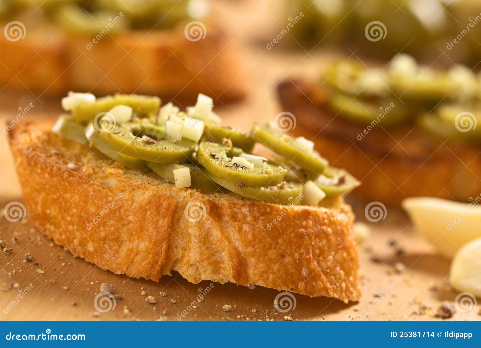 Green Olive Bruschetta stock photo. Image of baguette 25381714