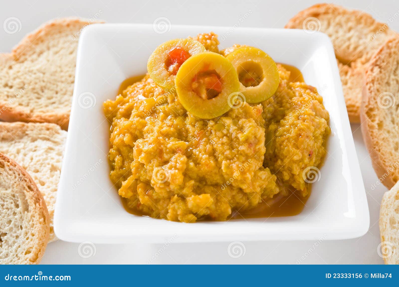 Green olive pesto. stock photo. Image of garnish, crusty 23333156