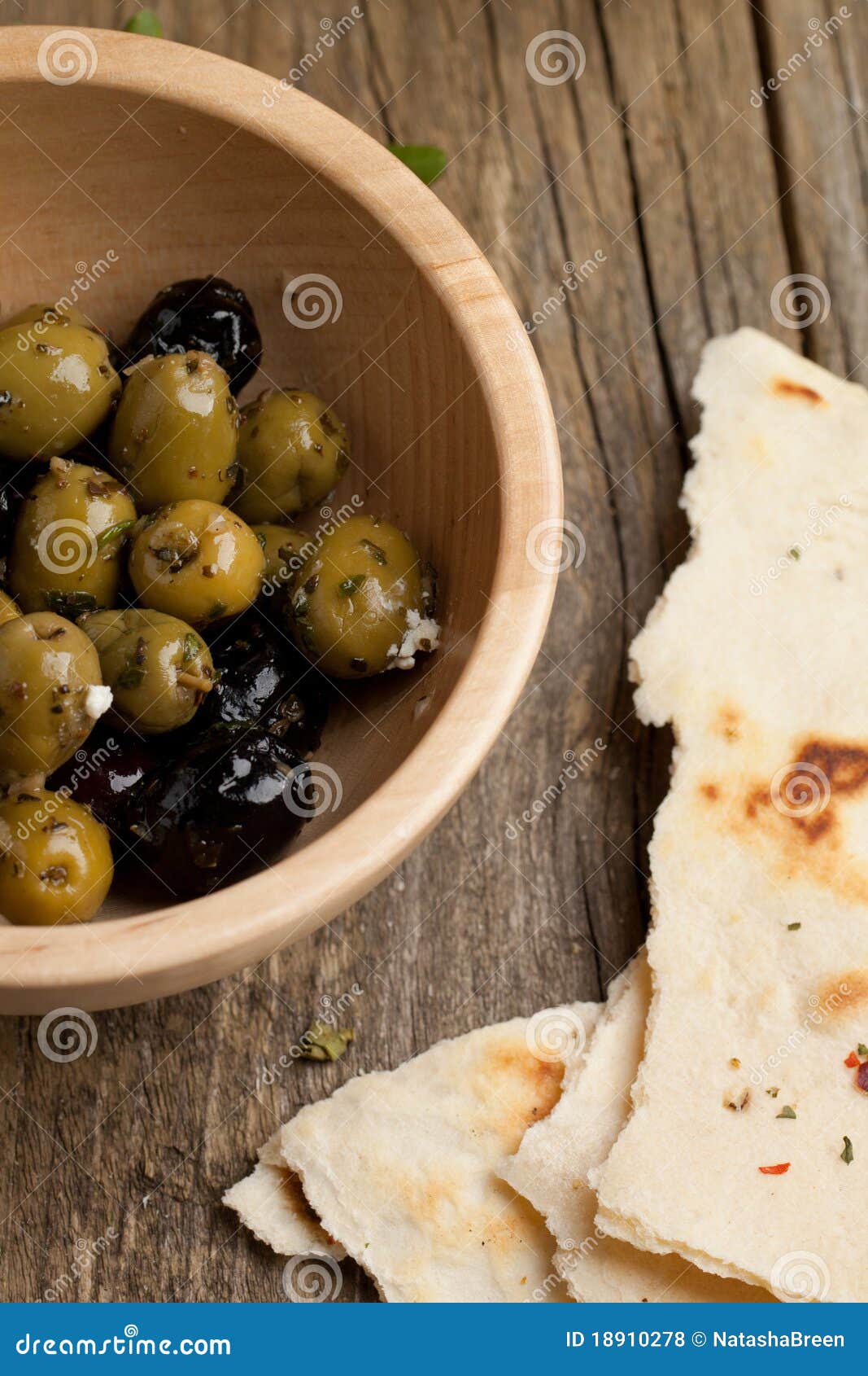 Green olives and bread stock photo. Image of natural 18910278